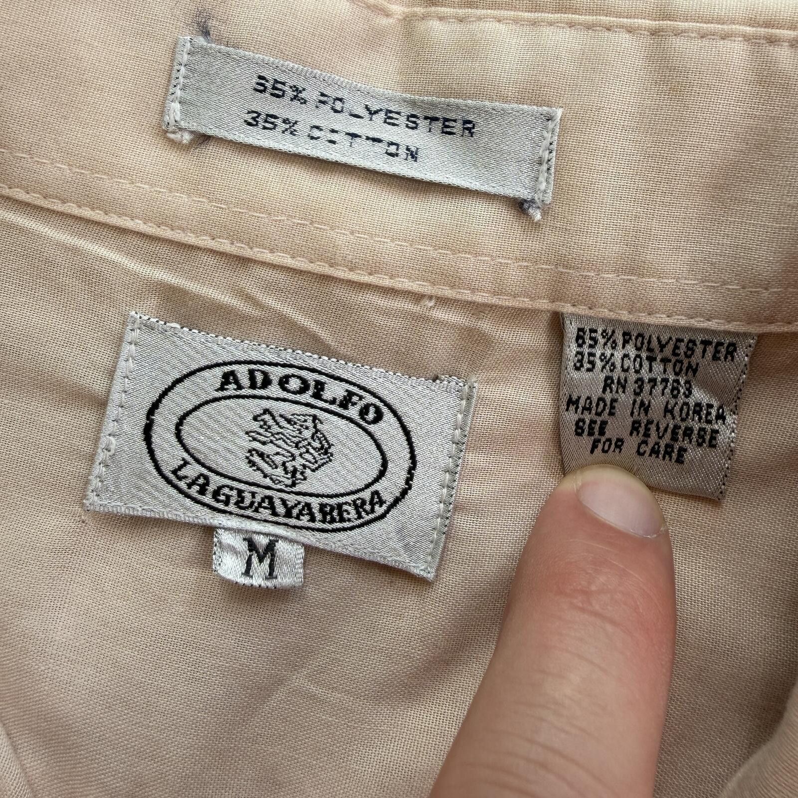 Other Vintage ADOLFO La Guayabera Shirt Mens M 4 Pocket Button Up Size US M / EU 48-50 / 2 - 4 Thumbnail