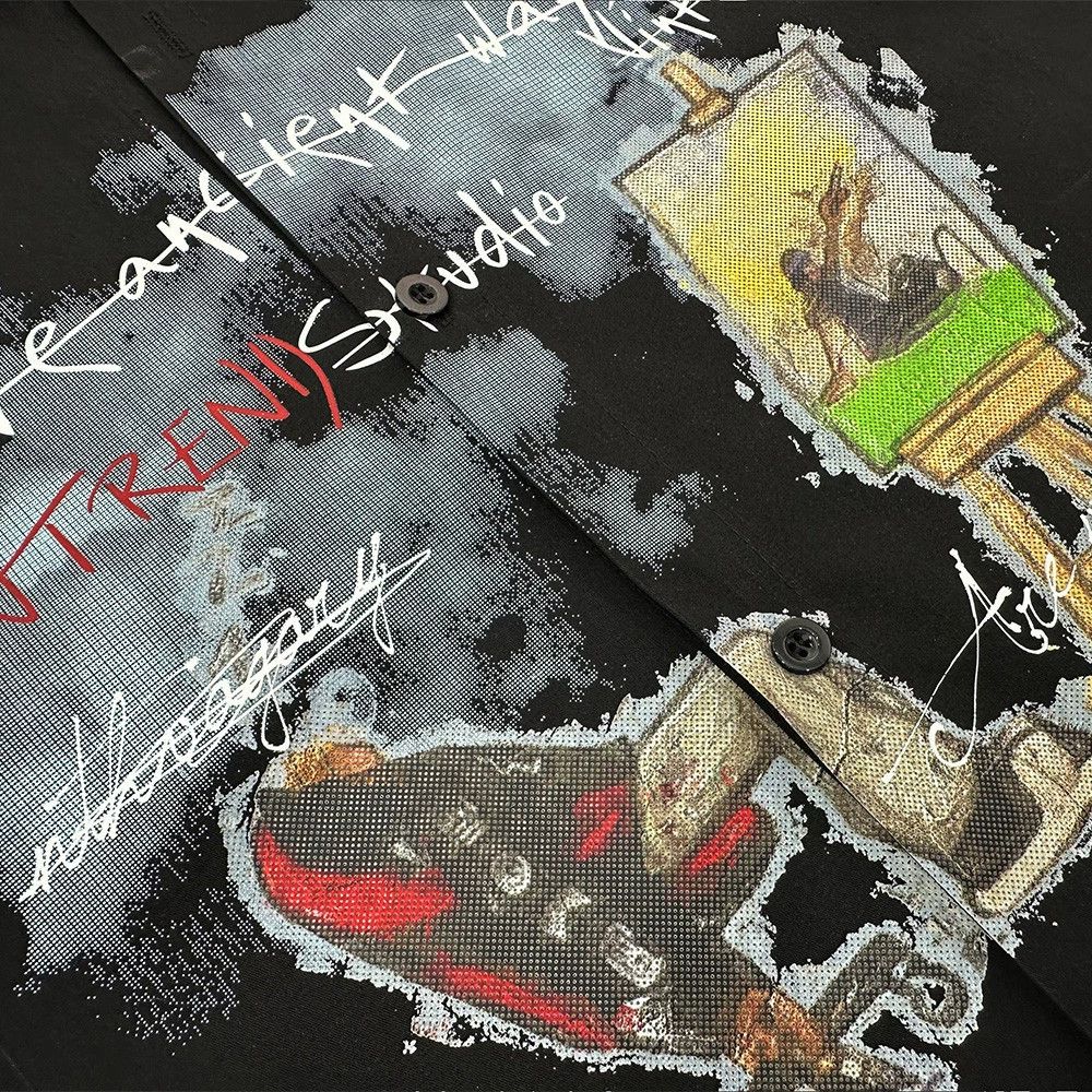 Vintage Men's graffiti cartoon print casual long-sleeved shirt Size US L / EU 52-54 / 3 - 4 Thumbnail