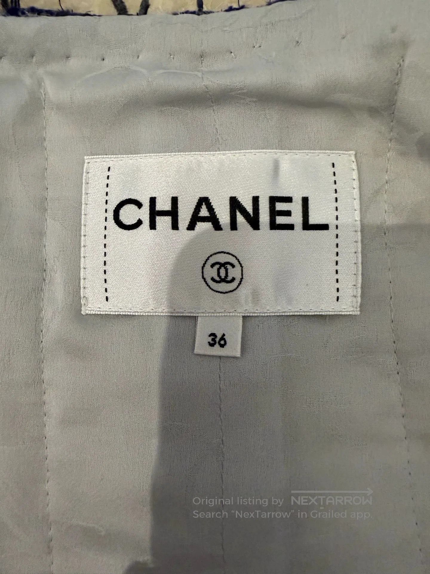 Chanel Chanel Blue White Tweed Jacket. Size US S / EU 44-46 / 1 - 3 Thumbnail