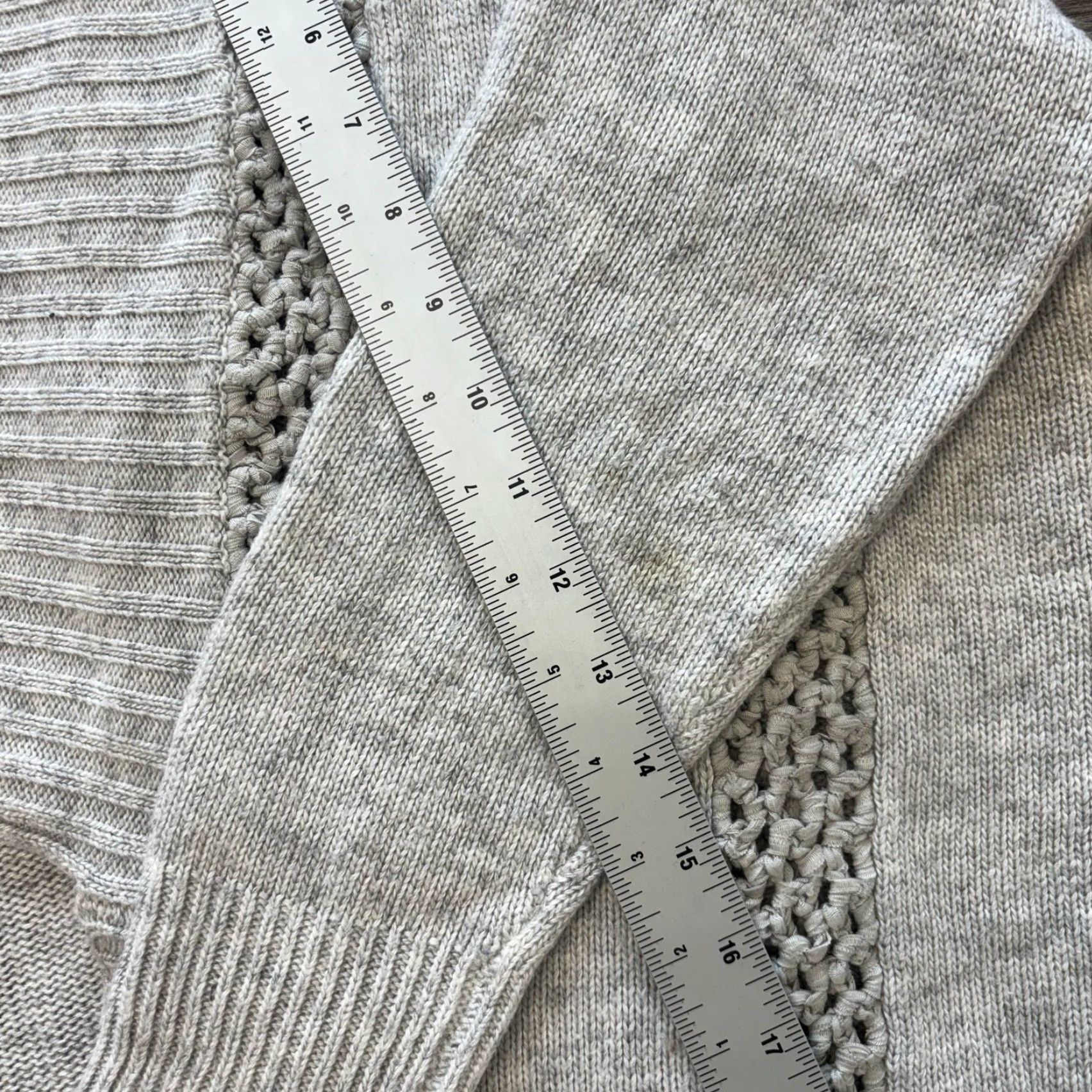 Vintage VINTAGE Sundance Cardigan Open Front Knit Ribbon Vertical Crochet Light Gray Womens L Size L / US 10 / IT 46 - 7 Thumbnail