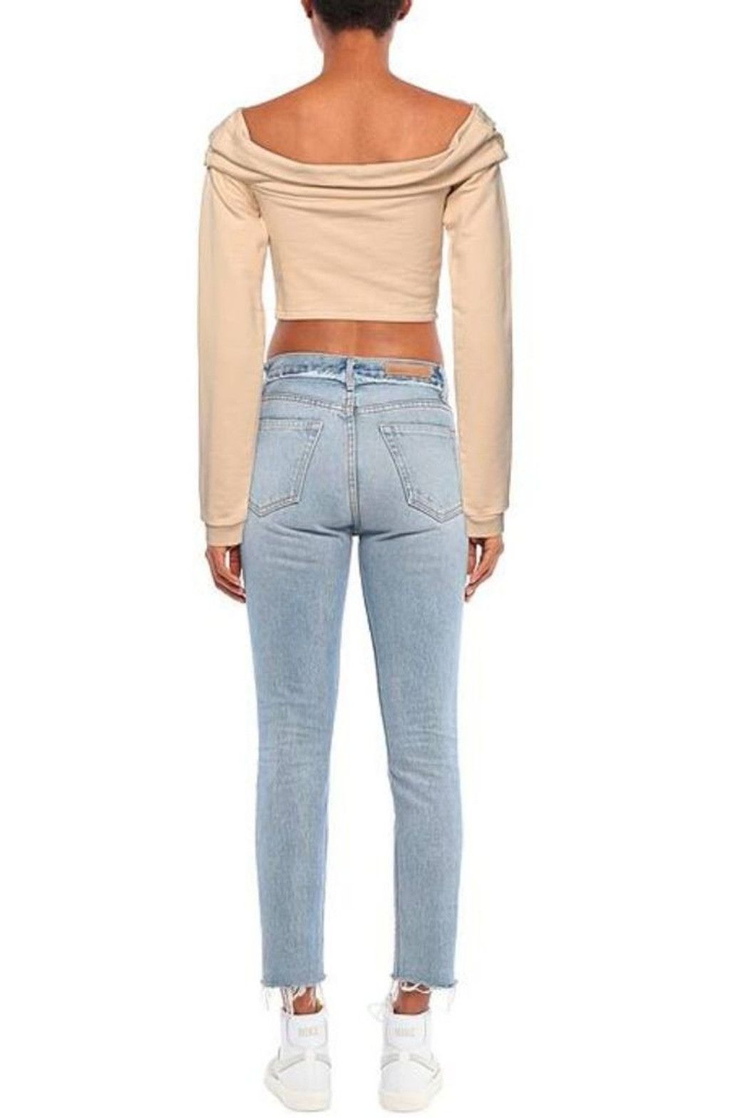 GCDS GCDS Beige Off-Shoulder Cowl Neck Crop Sweatshirt style Top Size M / US 6-8 / IT 42-44 - 3 Thumbnail