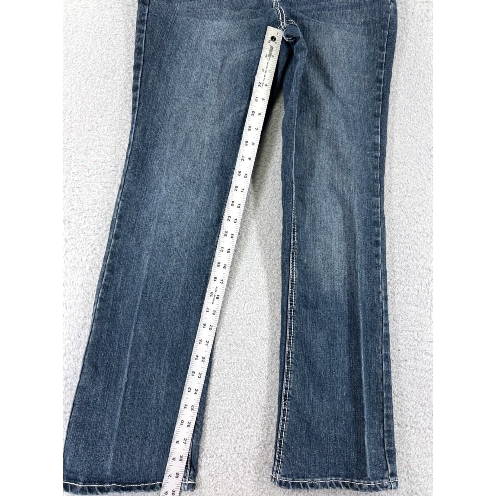 Vintage Earl Jean Pants Women 6 Blue Denim Bootcut Low Rise Bling Embroidered Stretch Size 28" / US 6 / IT 42 - 7 Thumbnail