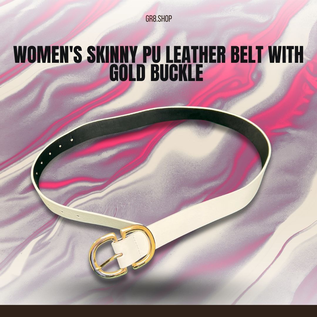Other Womens Skinny PU Leather Belt With Gold Buckle Size ONE SIZE - 1 Thumbnail