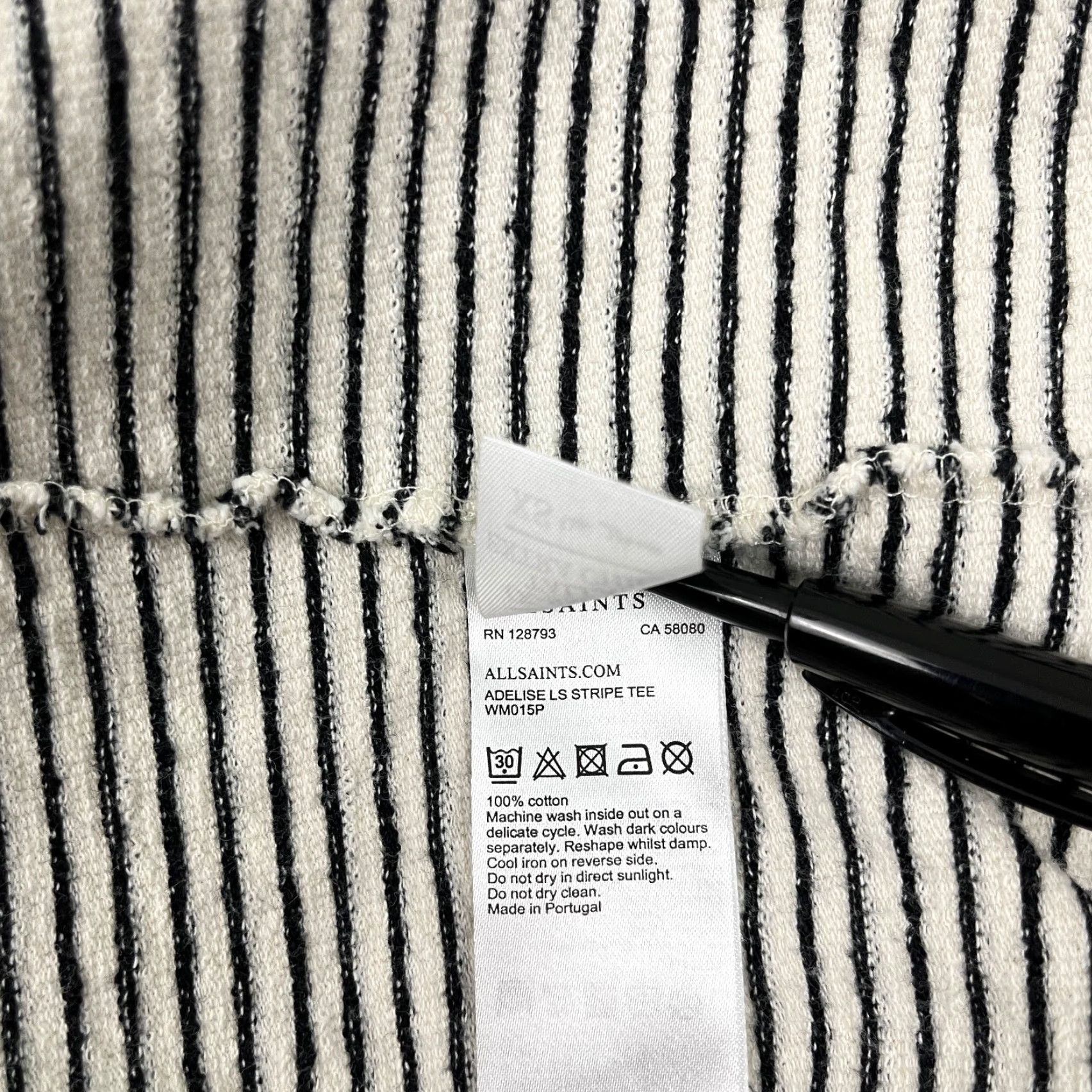 Allsaints VINTAGE AllSaints Adelise LS Stripe Tee Women XS Oversized Boxy Modernist Minimal Blouse Size XS / US 0-2 / IT 36-38 - 3 Thumbnail