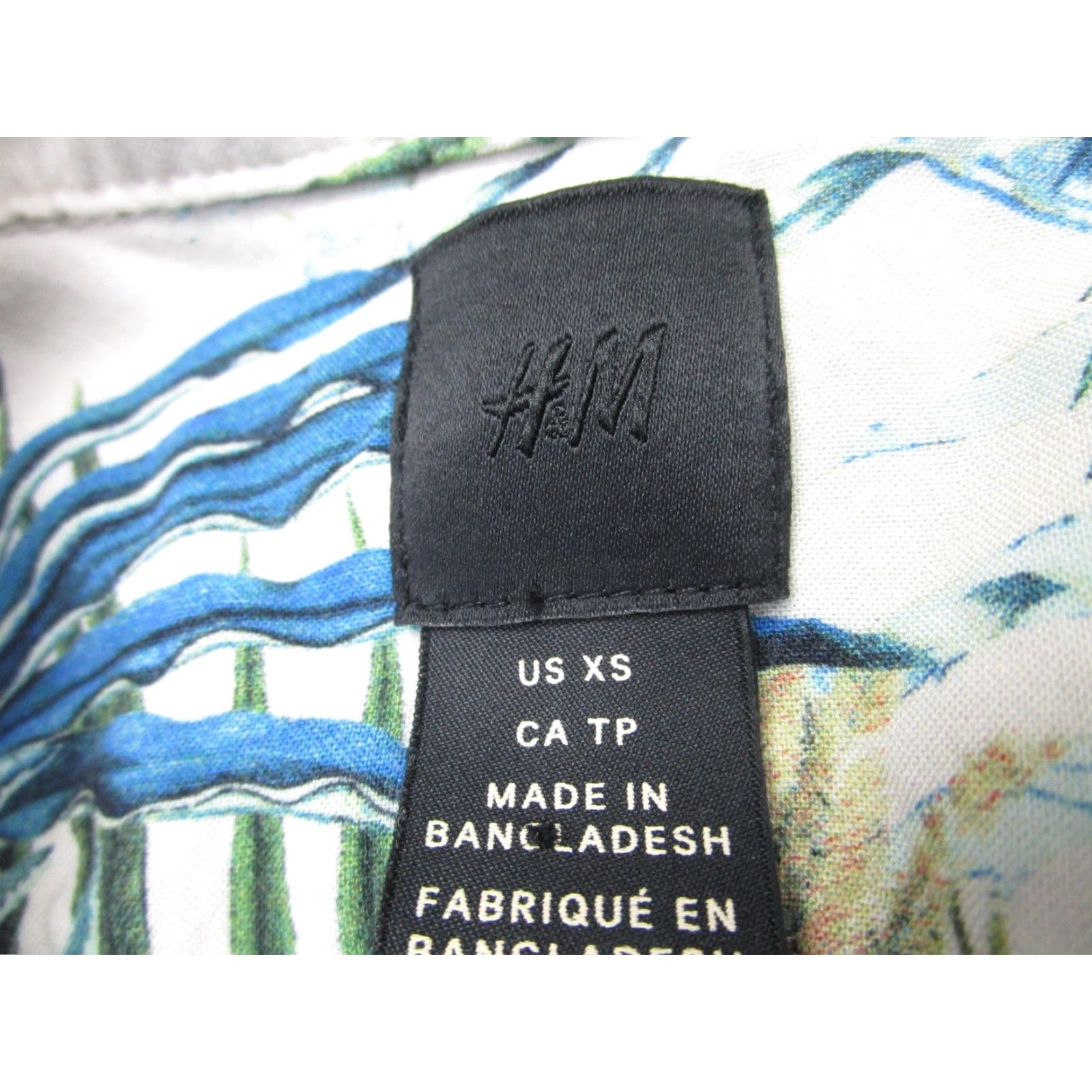 H&M H&M Shirt Mens XS White Palm Print Tropical Jungle Short Sleeve Button Front Size US XS / EU 42 / 0 - 4 Thumbnail