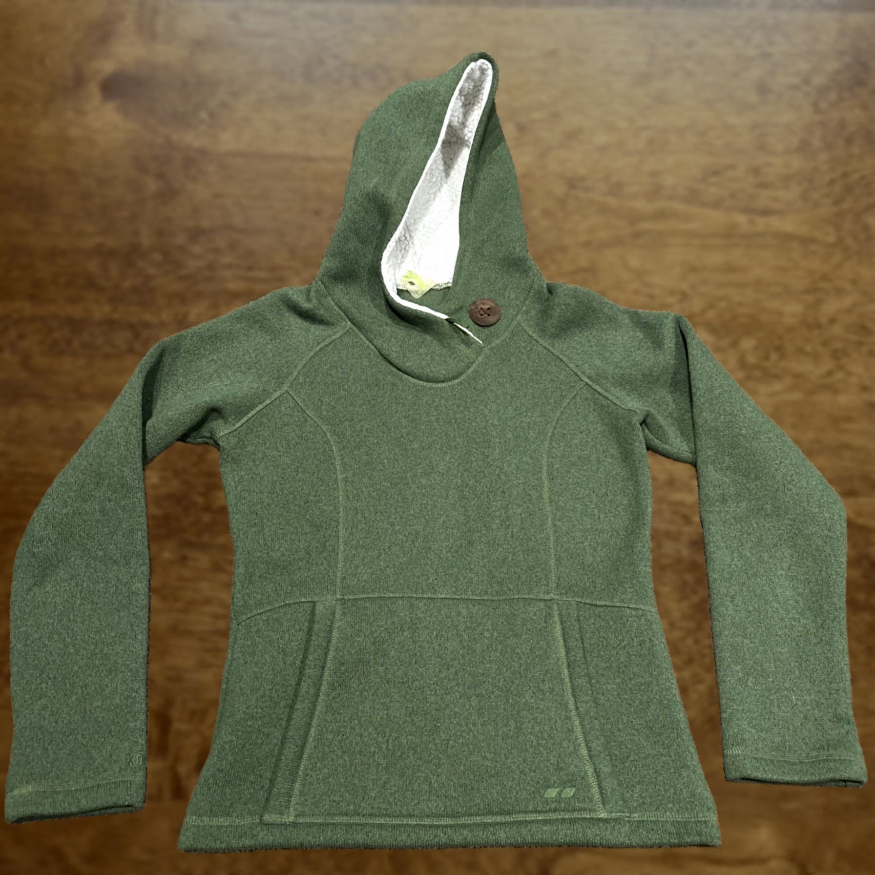 Vintage Koppen Womens Small Hoodie Pullover Fleece Green Marbled Sherpa Pocket Hooded Casual Cozy Vintage No Size S / US 4 / IT 40 - 1 Thumbnail