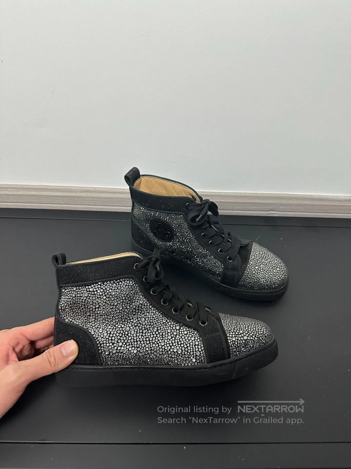 Christian Louboutin Christian Louboutin Black Diamante High Top Sneakers. Size US 7.5 / IT 37.5 - 3 Thumbnail