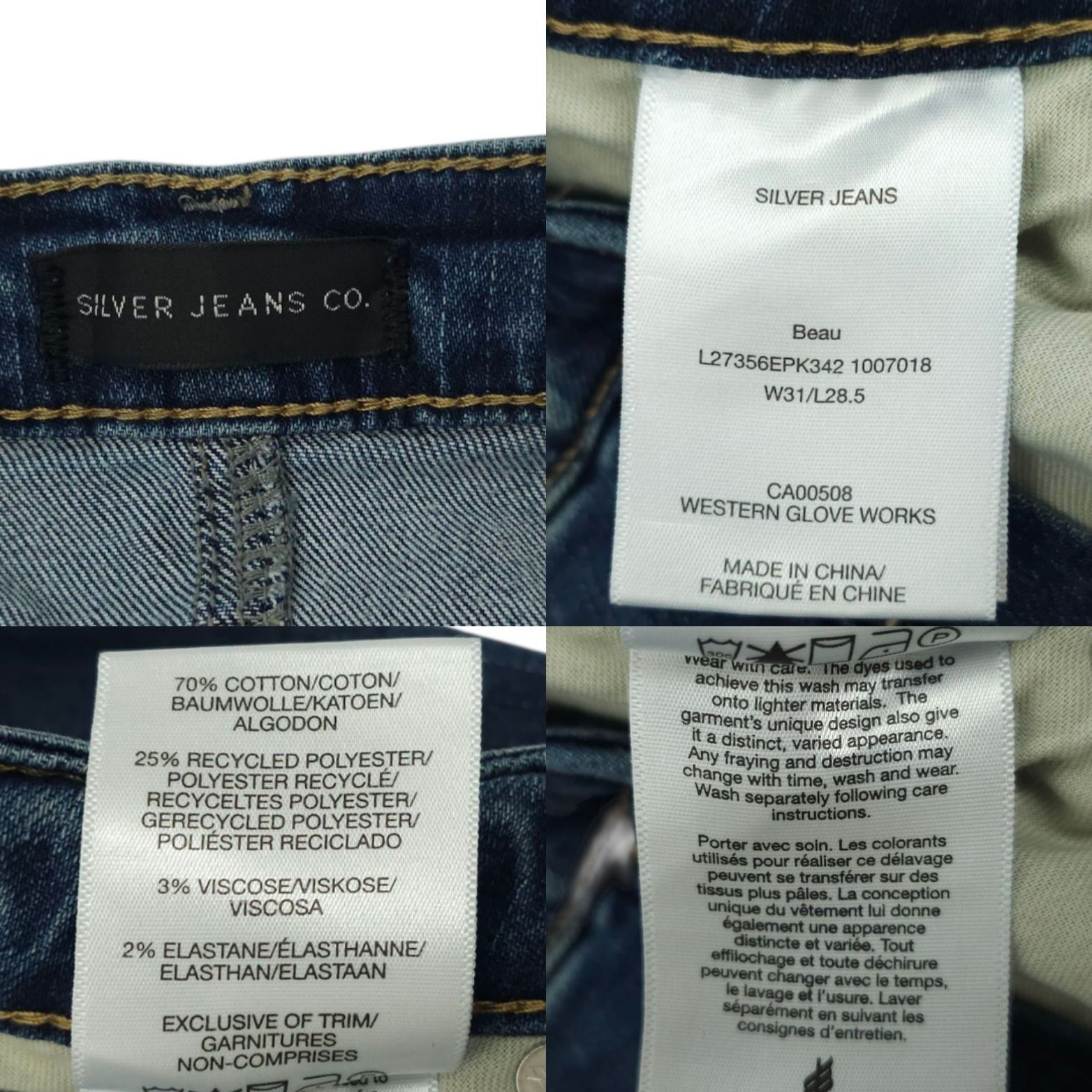 Silver Jeans Co. Silver Jeans Beau Denim Distressed Ripped Womens 31x28 Mid R Size 31" - 8 Thumbnail
