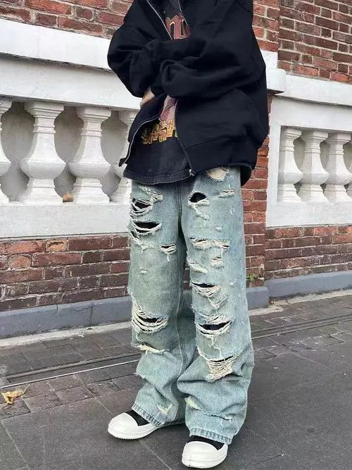 VIBE Vintage Street Hip Hop Washed Loose Wide Leg Jeans Size US 32 / EU 48 - 2 Thumbnail