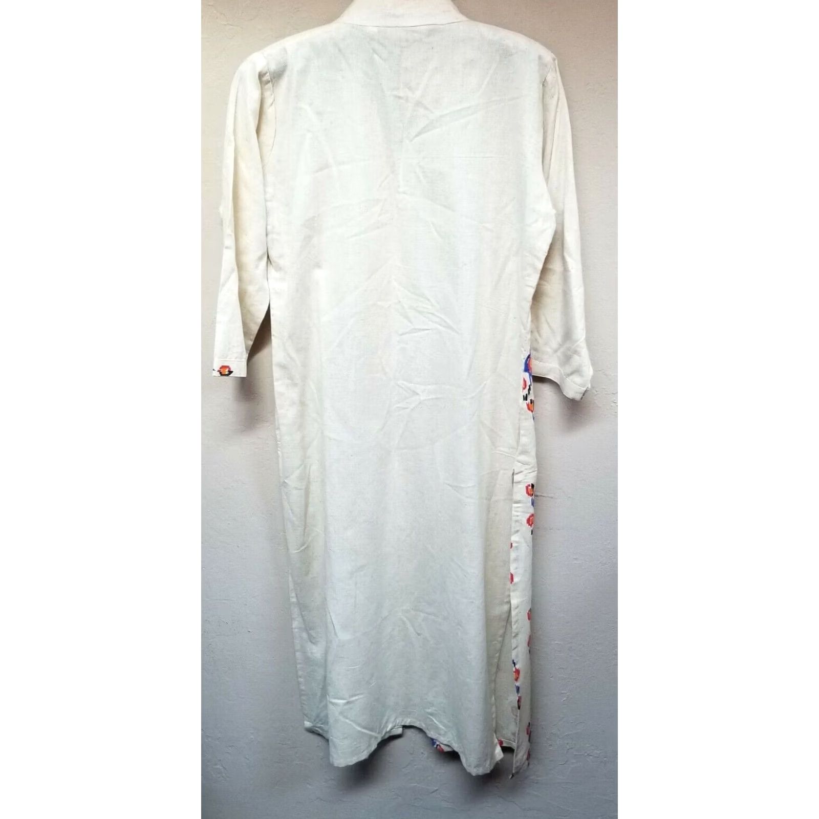 Vintage Kesar Womens Button-Down Shirt Dress Collared Midi Abstract White L Size L / US 10 / IT 46 - 2 Thumbnail