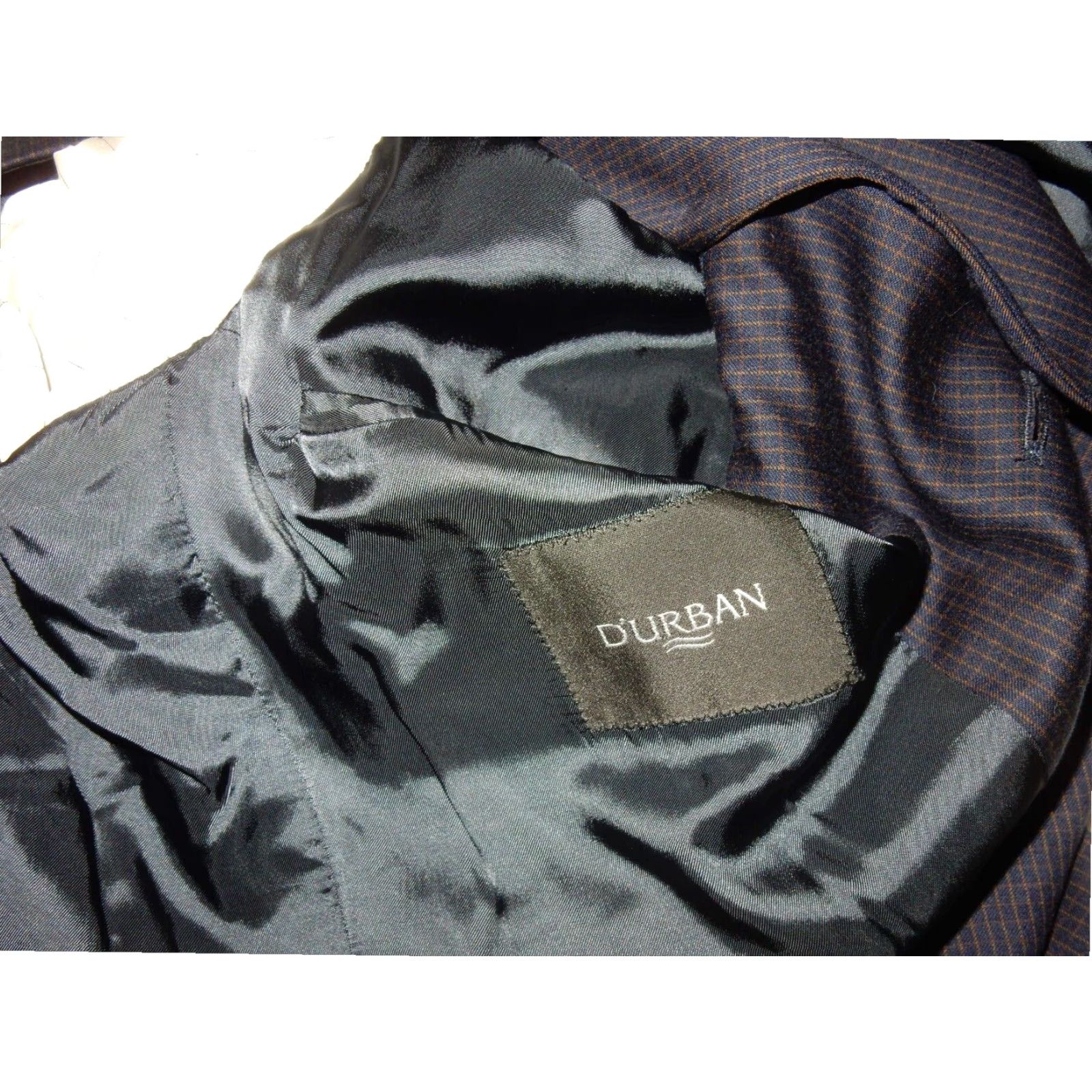 Vintage D'Urban Men's Checkered Blazer Sport Coat Jacket Blue 46R Regular Wool Size 46R - 6 Thumbnail