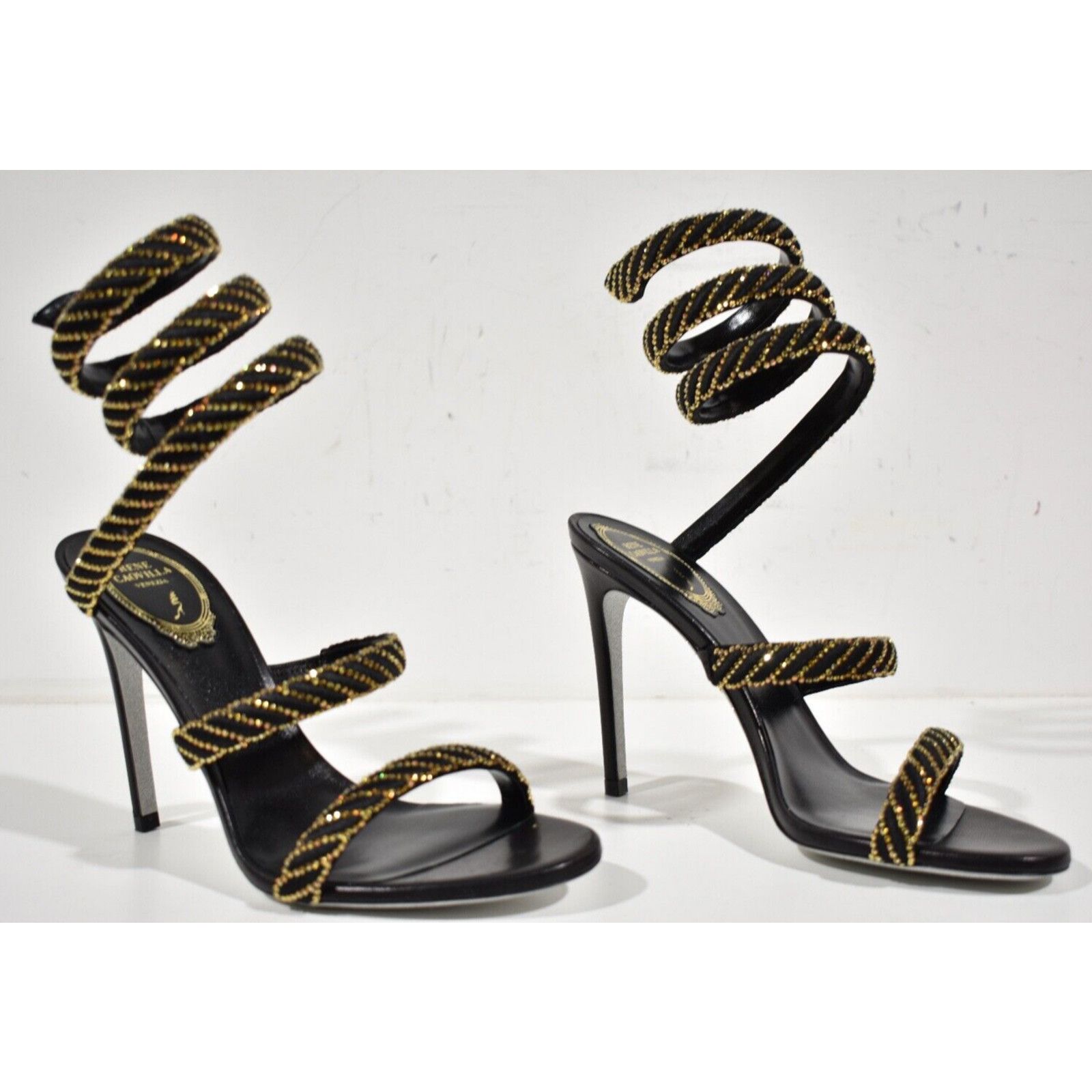 Rene Caovilla Cleo Sunshine Crystal Ankle Wrap Strap Sandal Heel Pump 37.5 Size US 7.5 / IT 37.5 - 4 Thumbnail