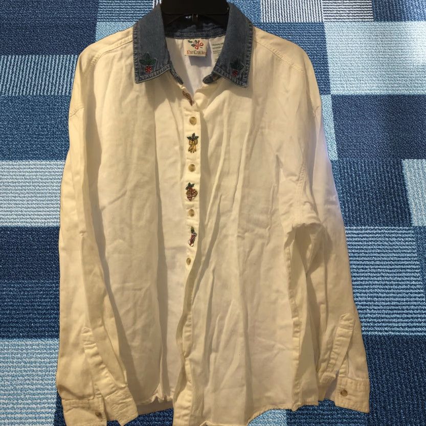 Vintage VINTAGE Nutcracker Button-Up Shirt White M Medium Christmas Holiday Embroidered Top Womens Size M / US 6-8 / IT 42-44 - 1 Thumbnail