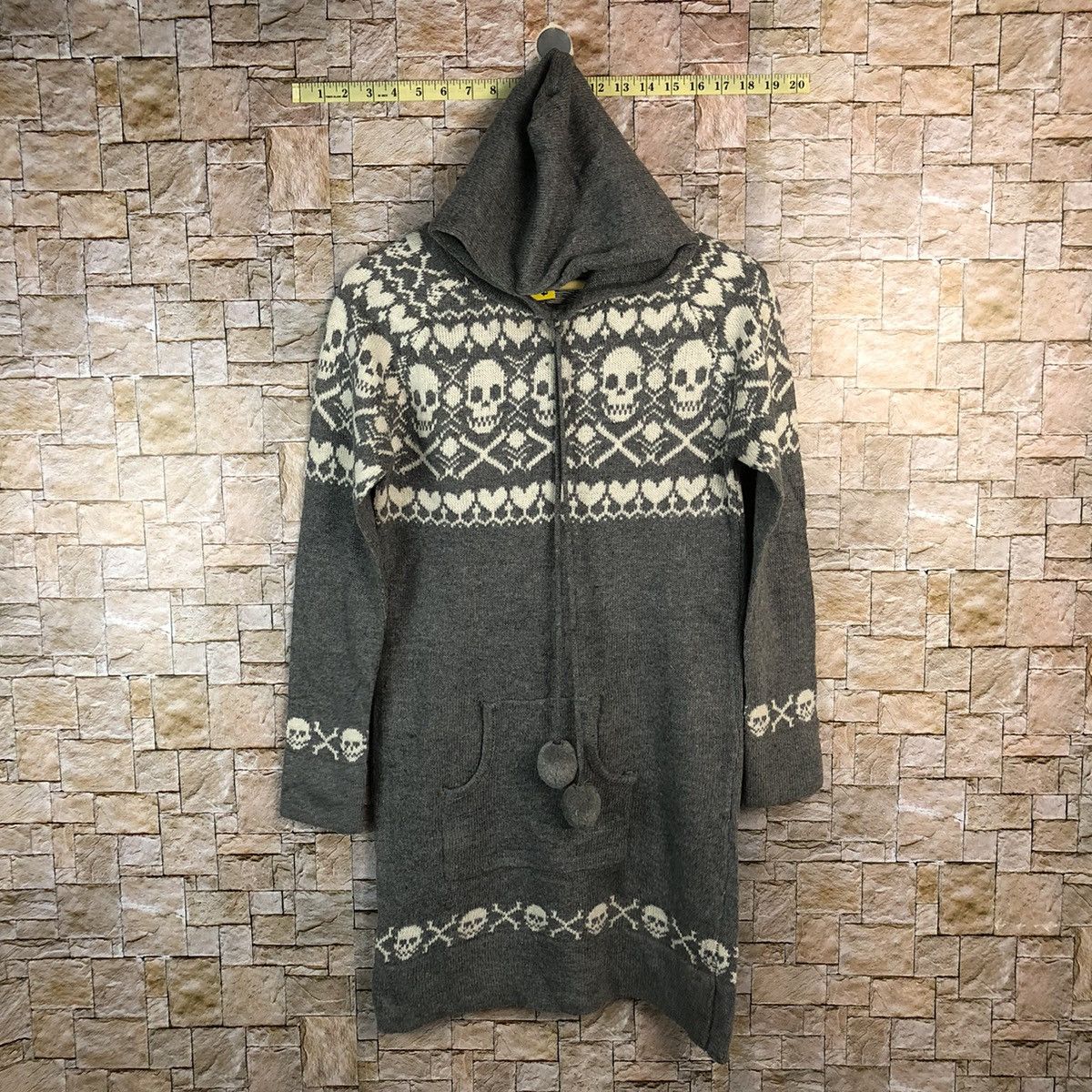Japanese Brand S.I.D skull Grey Hoodie knitwear sweater #A518 Size S / US 4 / IT 40 - 1 Thumbnail