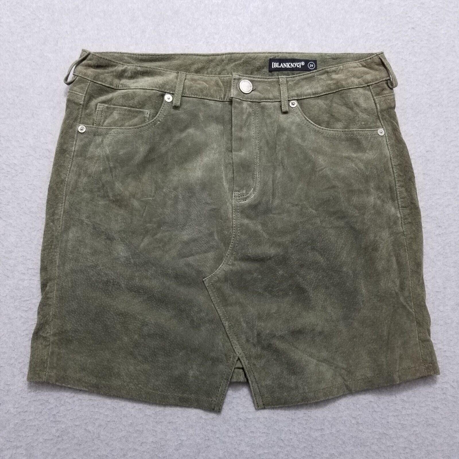 BLANKNYC BlankNYC Mini Skirt Womens 29 Green Pockets Zip 31x16 Size 29" - 1 Thumbnail