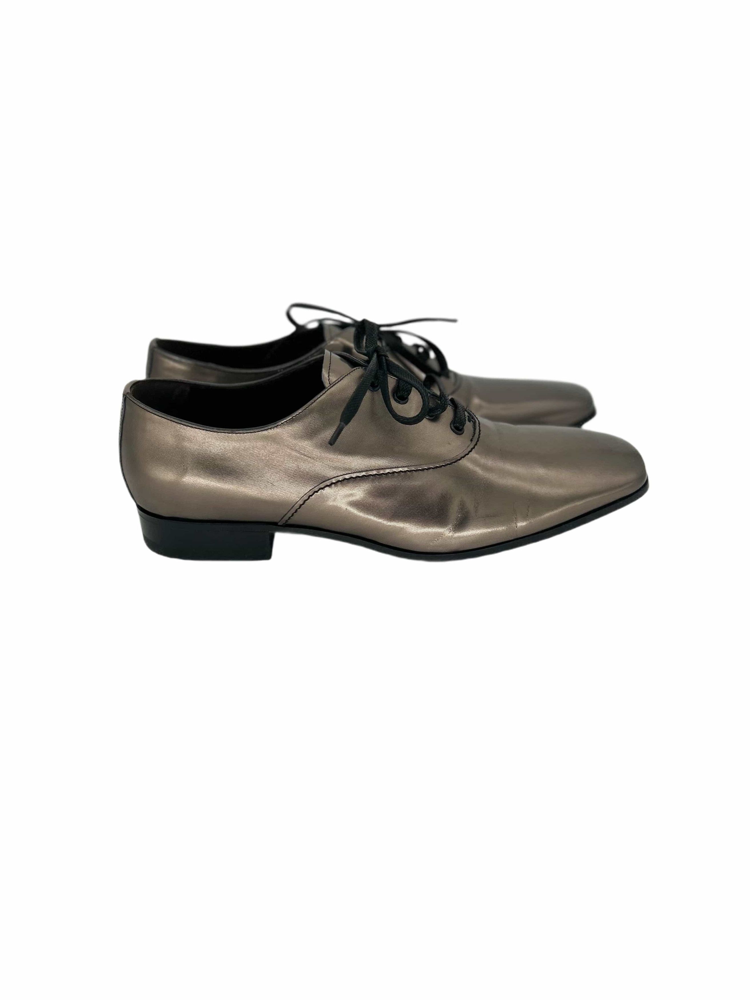 Lanvin Lanvin Silver Oxford Shoe With Gros Grain Laces Size US 8 / EU 41 - 2 Thumbnail