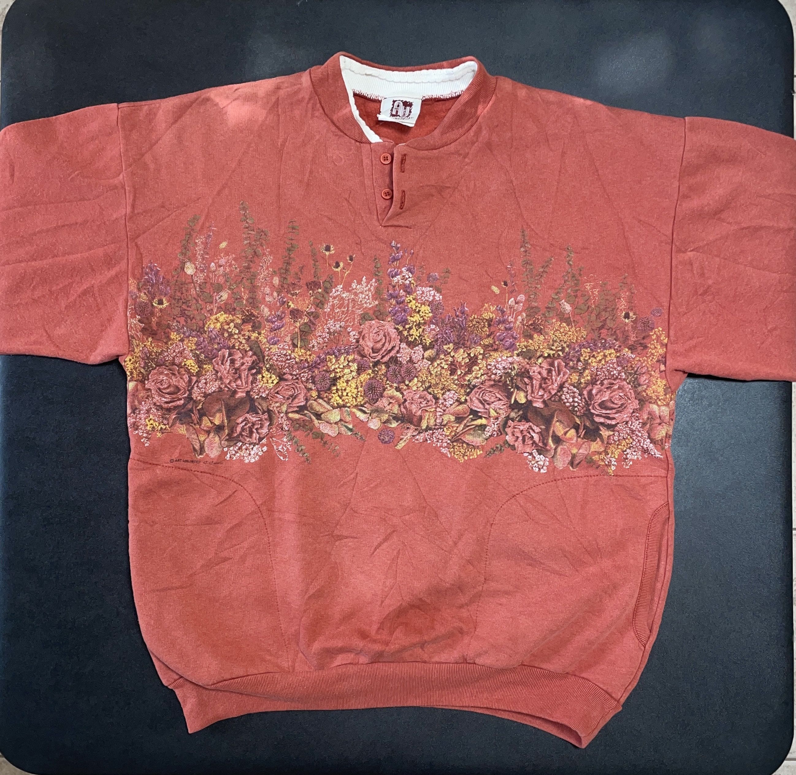 Other AllOver Orange Flower Bouquet Longsleeve Jacket with pockets Size L / US 10 / IT 46 - 1 Thumbnail