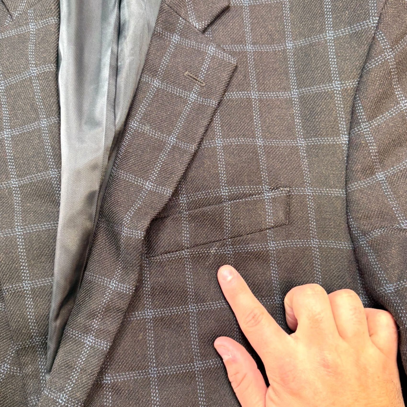 Stafford Stafford Sport Coat Blazer Jacket Mens 46S Brown Wool Plaid Notch Lapel 2-Button 4-Button Sleeve" Size 46R - 5 Thumbnail