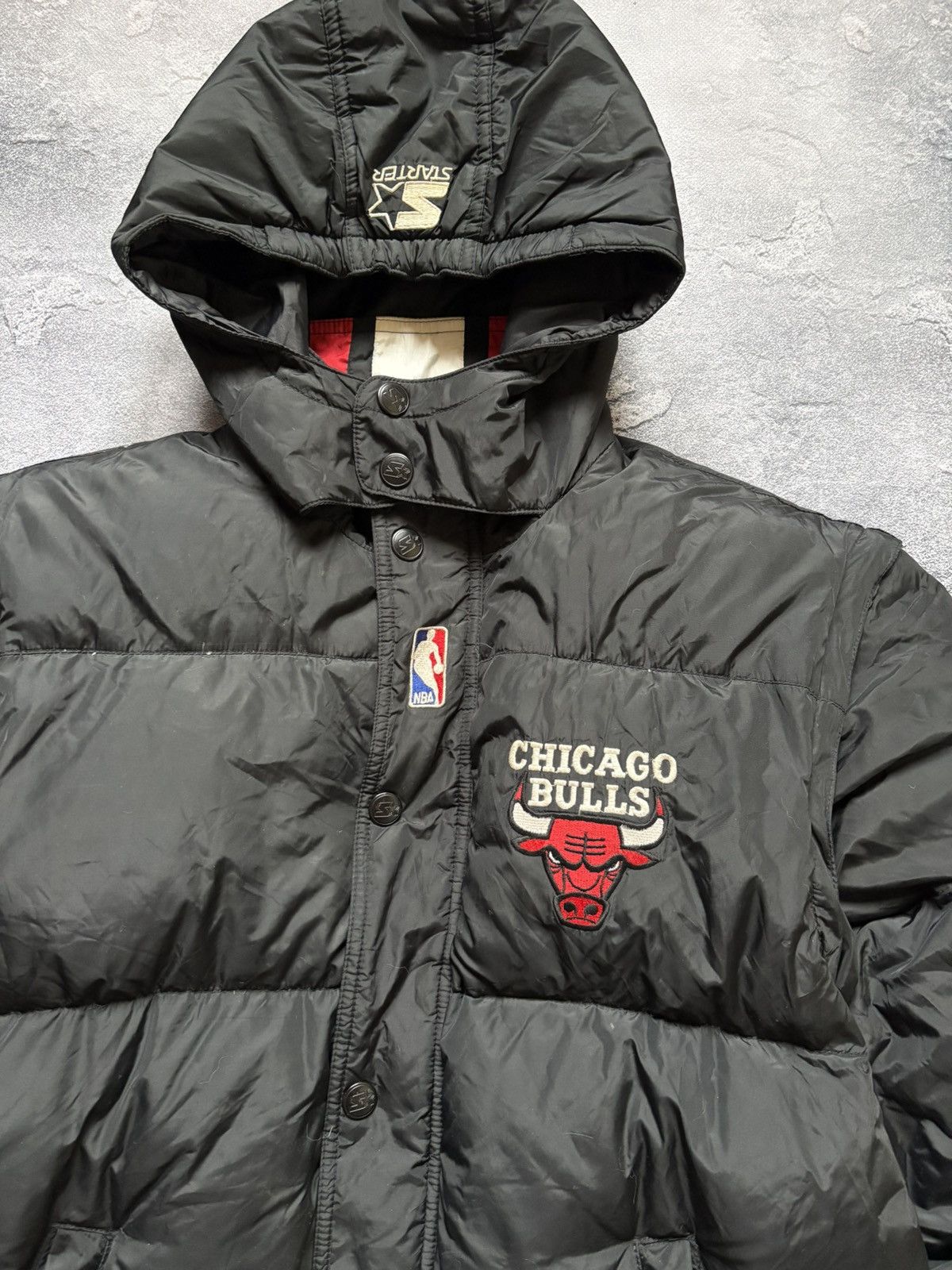 Starter RARE 90s Starter Chicago Bulls NBA Convertible Down Jacket Size US M / EU 48-50 / 2 - 6 Thumbnail