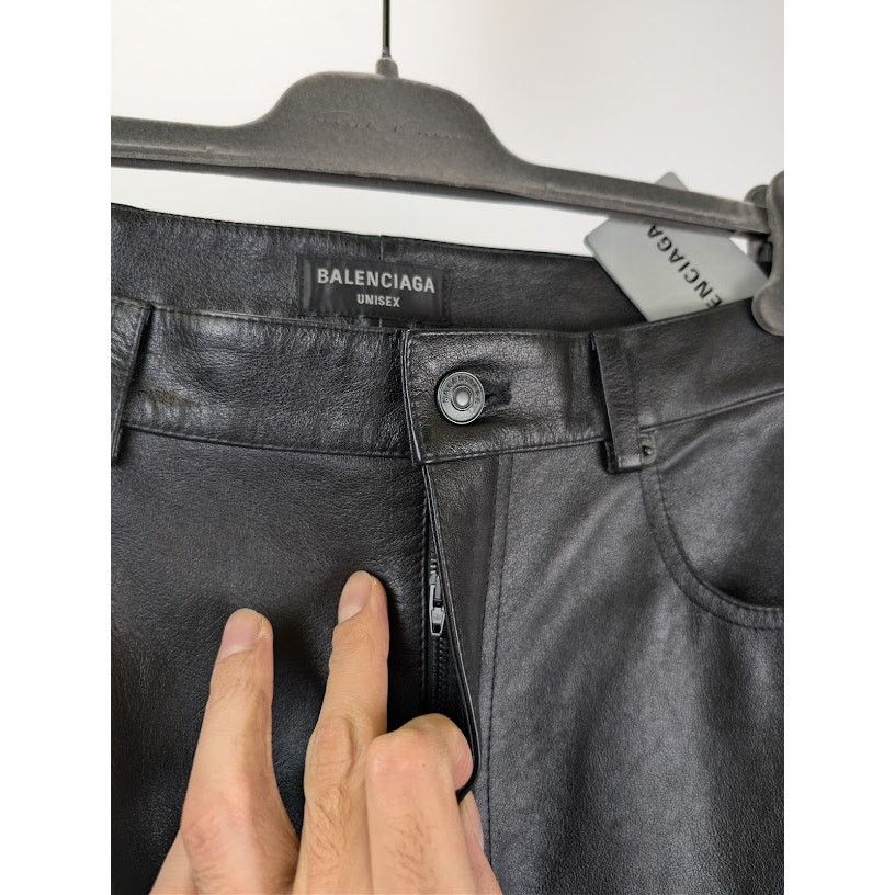 Balenciaga o1rshd1 Soft Matte Leather Medium Fit Pants in Black Size US 32 / EU 48 - 6 Thumbnail