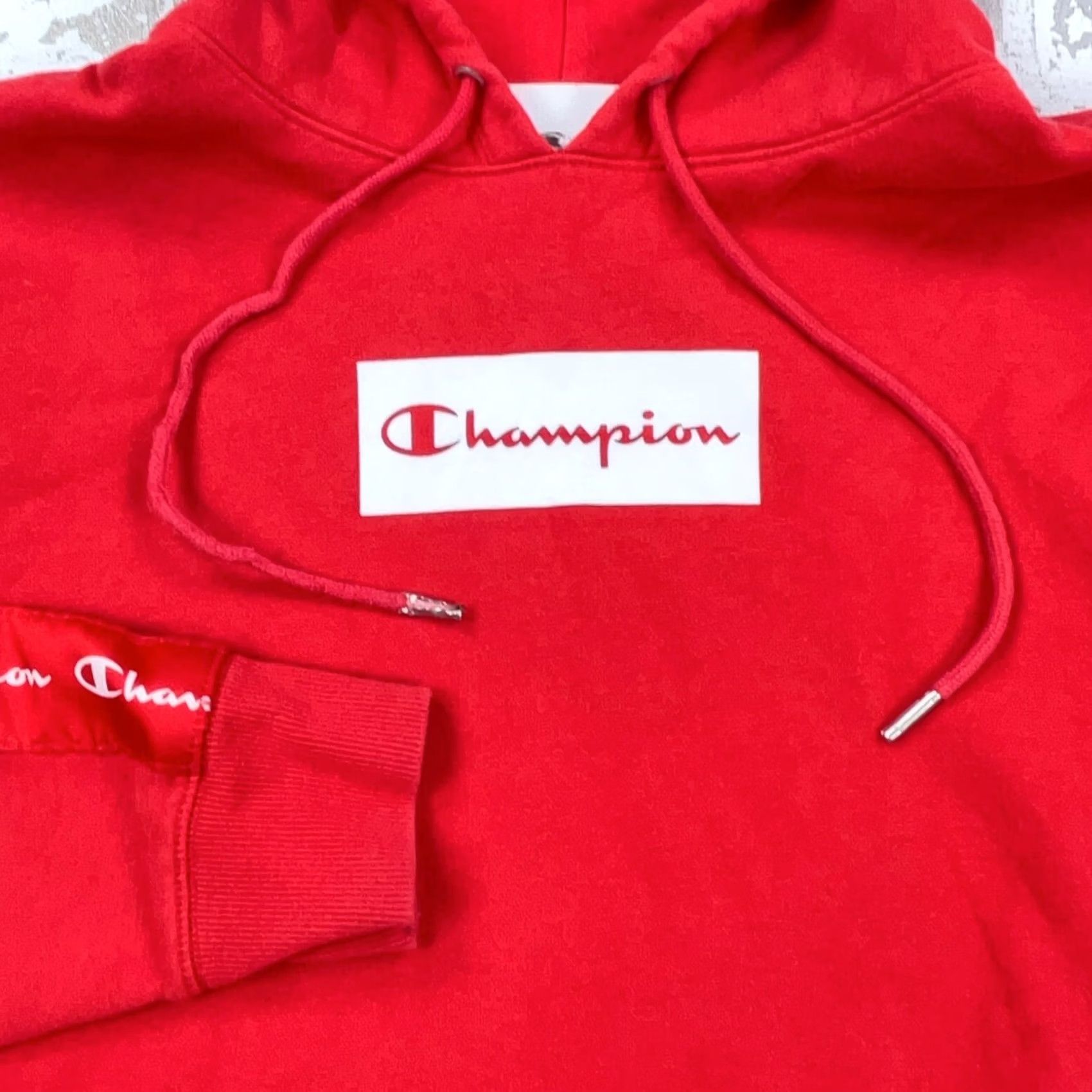 Champion Champion Hoodie Men Medium Red White Sweatshirt Sweater Spell Out Classic Retro Size US M / EU 48-50 / 2 - 3 Thumbnail