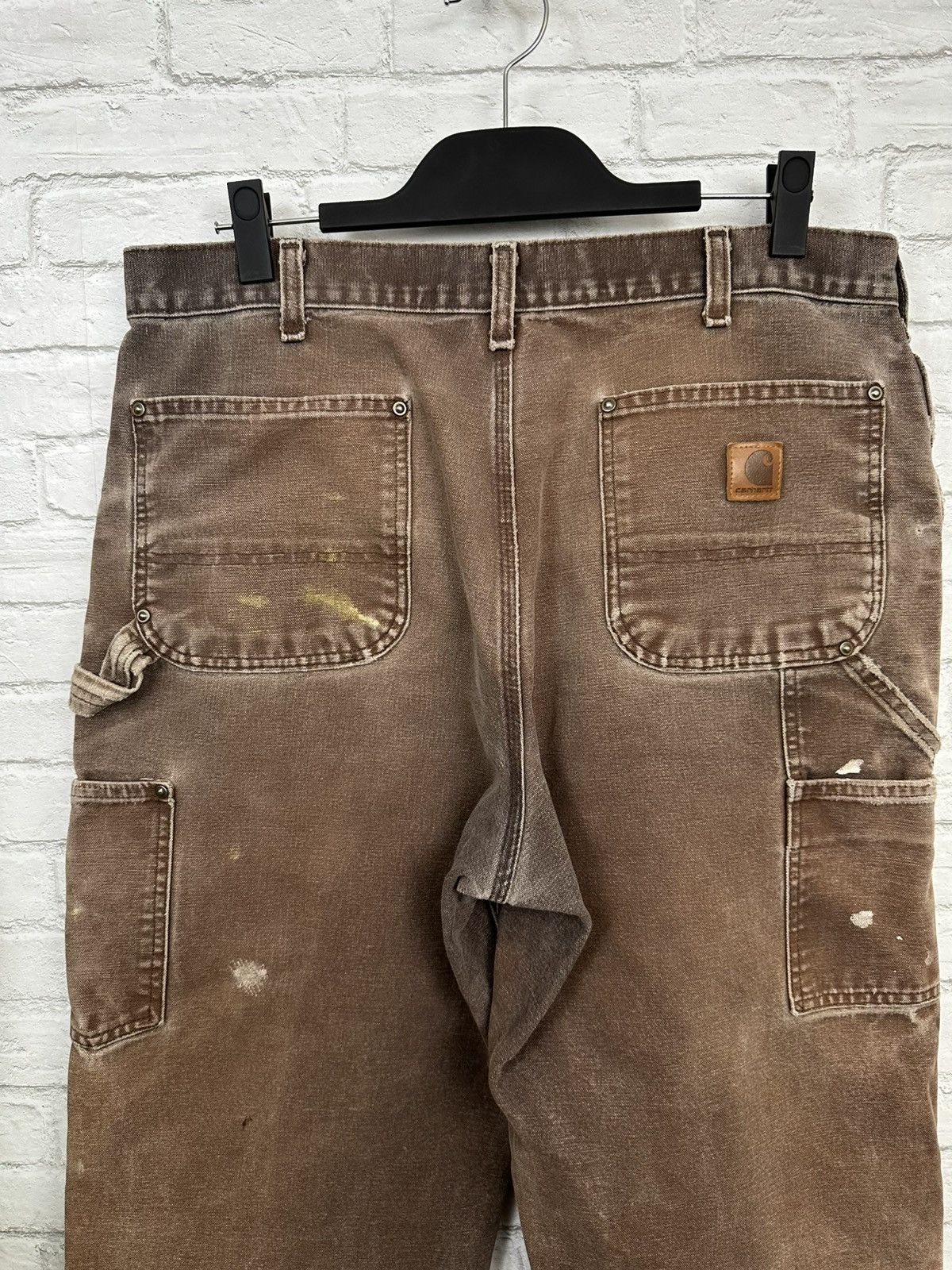 Carhartt (35x31) THRASHED & FADED BROWN Carhartt Double Knee Pants Size US 35 - 10 Thumbnail