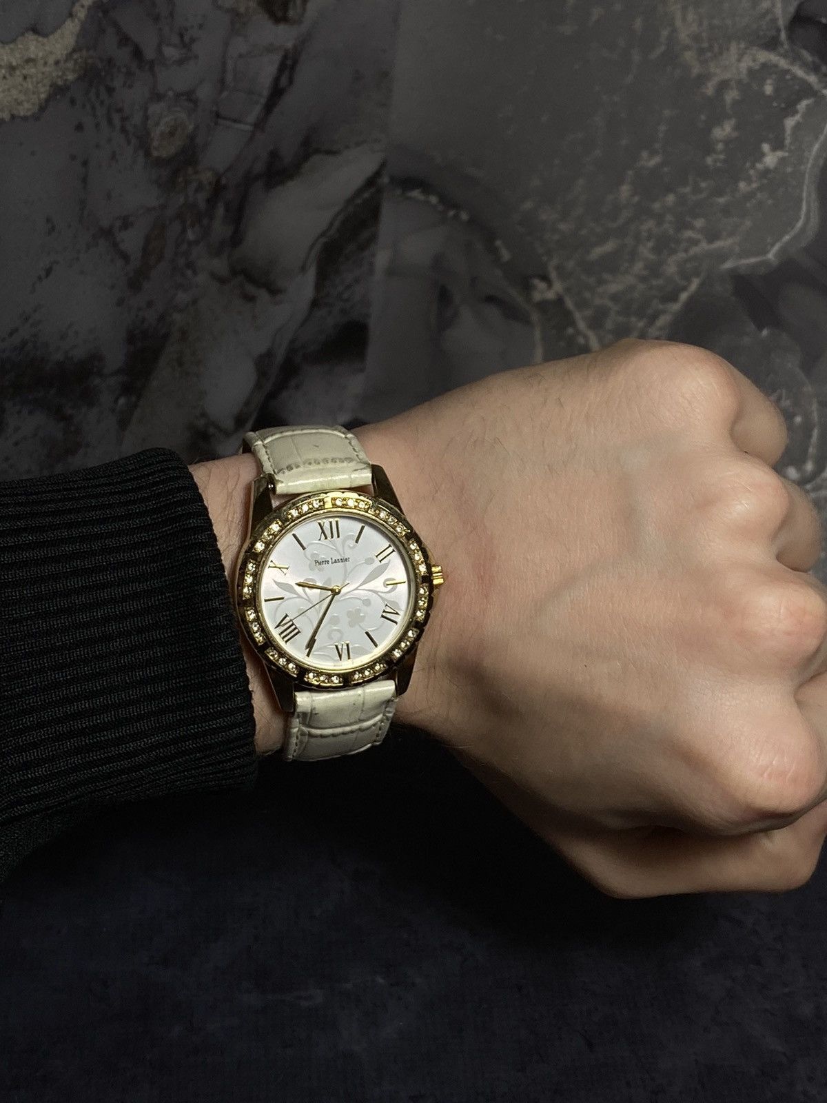 Jewelry × Vintage Pierre Lannier Gold & White Watch | Swiss Movement Size ONE SIZE - 1 Thumbnail