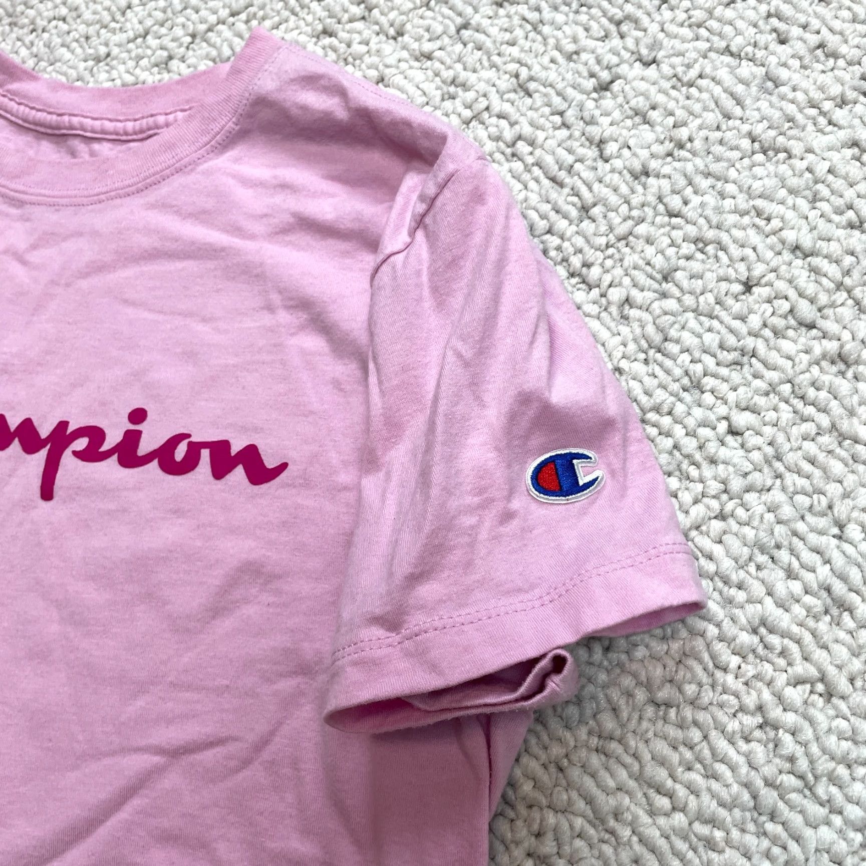 Champion Champion Shirt Womens L Pink Short Sleeve Spellout Logo Casual Short Sleeve Size L / US 10 / IT 46 - 6 Thumbnail