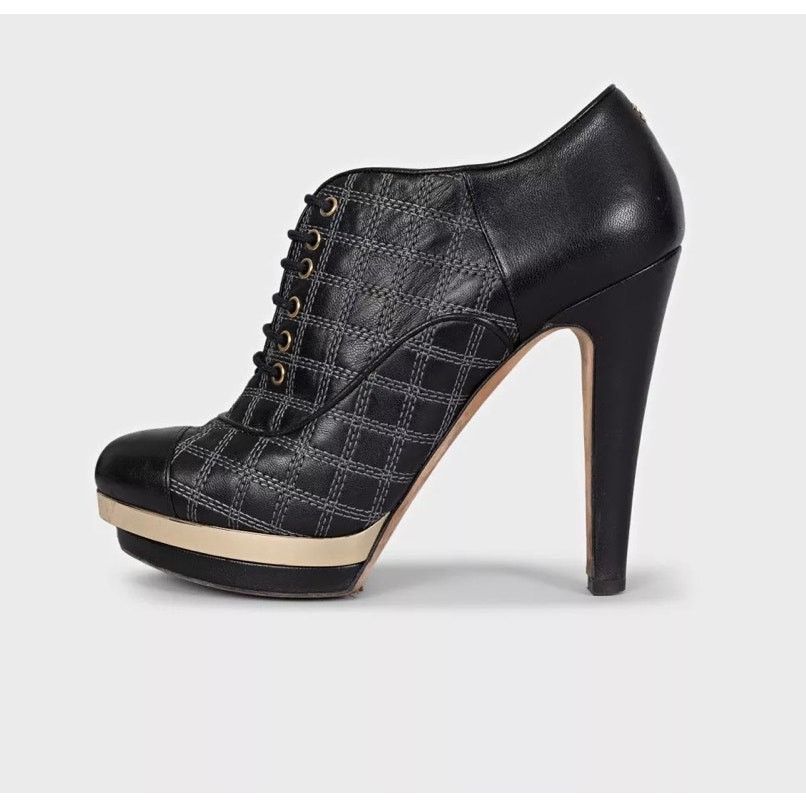 Chanel Chanel Black Leather Embroidery Ankle Boots Sz 37.5 Size US 6.5 / IT 36.5 - 1 Thumbnail