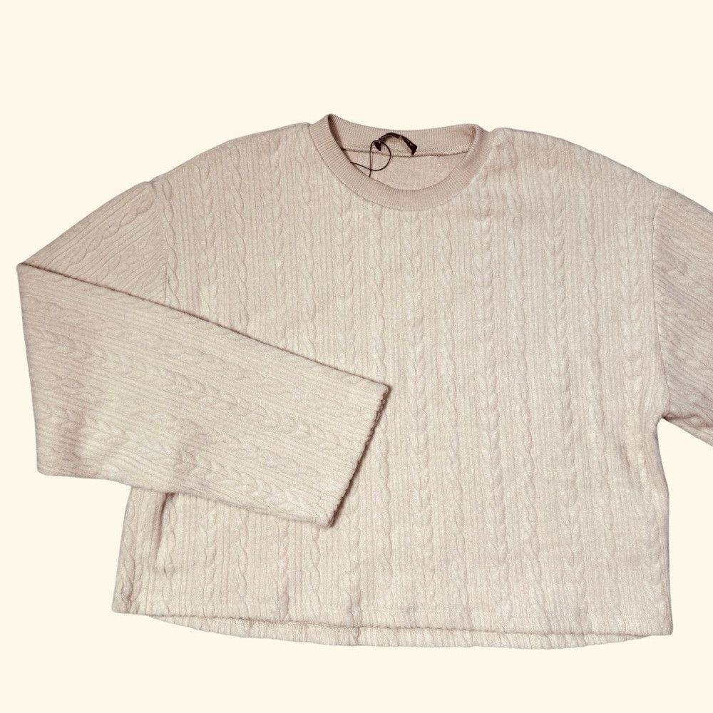 Zara NWT Zara Cable Crop Super Soft Beige Sweater Size L Size L / US 10 / IT 46 - 5 Thumbnail
