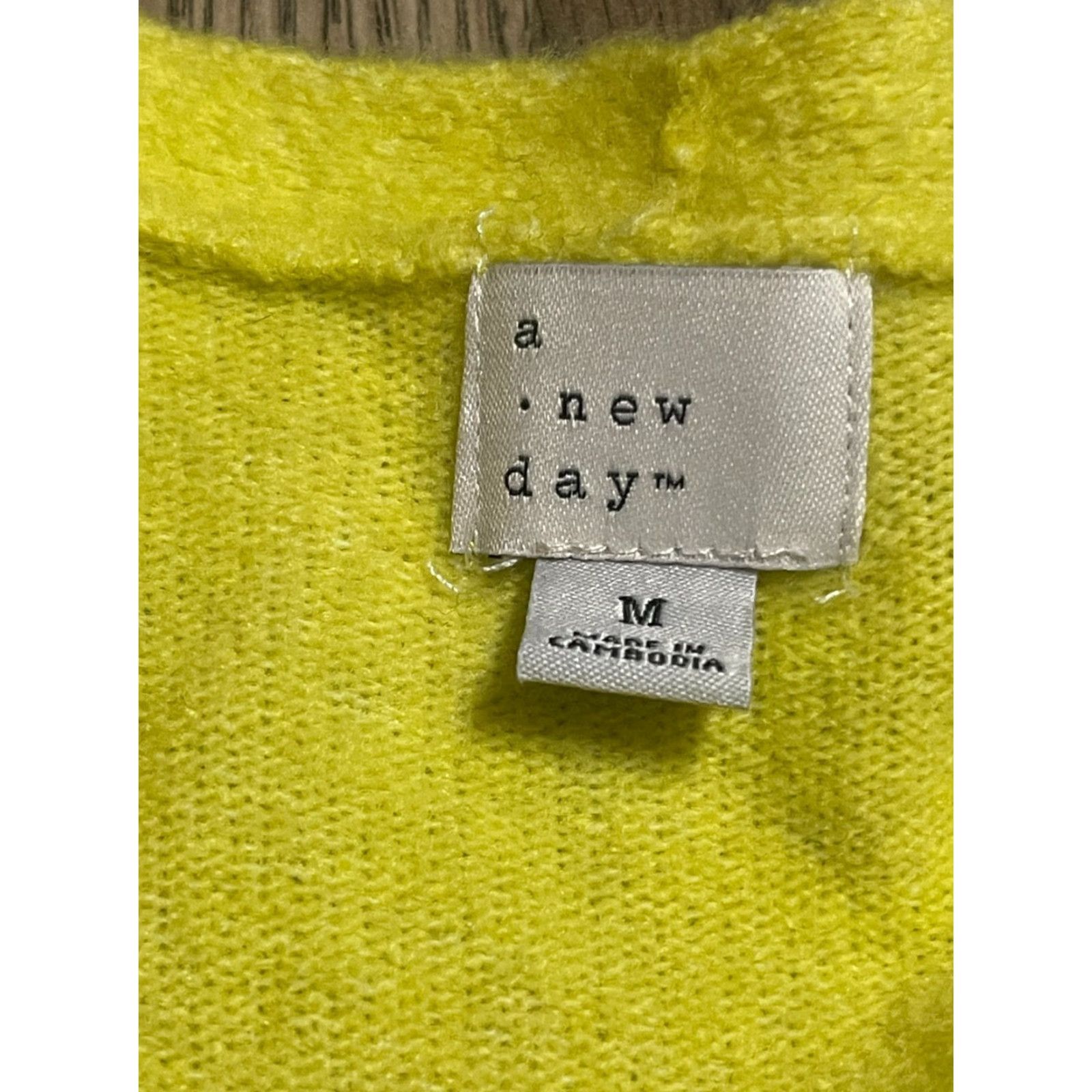 Vintage A New Day Sweater Cardigan Women's Medium Yellow Blue Gray Open Casual Mens? Size M / US 6-8 / IT 42-44 - 7 Thumbnail