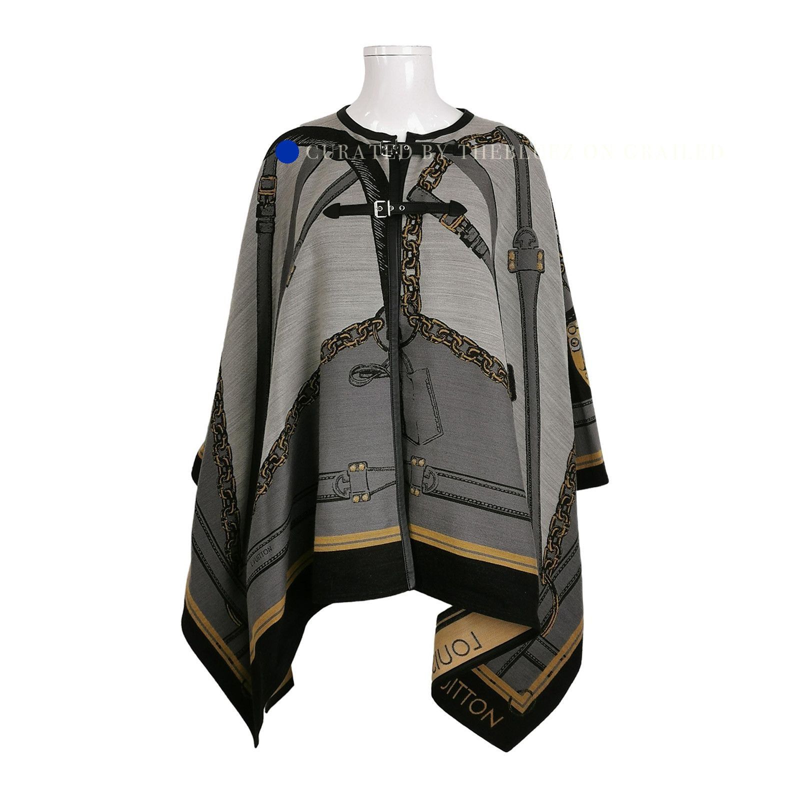 Louis Vuitton Chain Print Wool Silk Cape in Gray Size US M / EU 48-50 / 2 - 1 Thumbnail