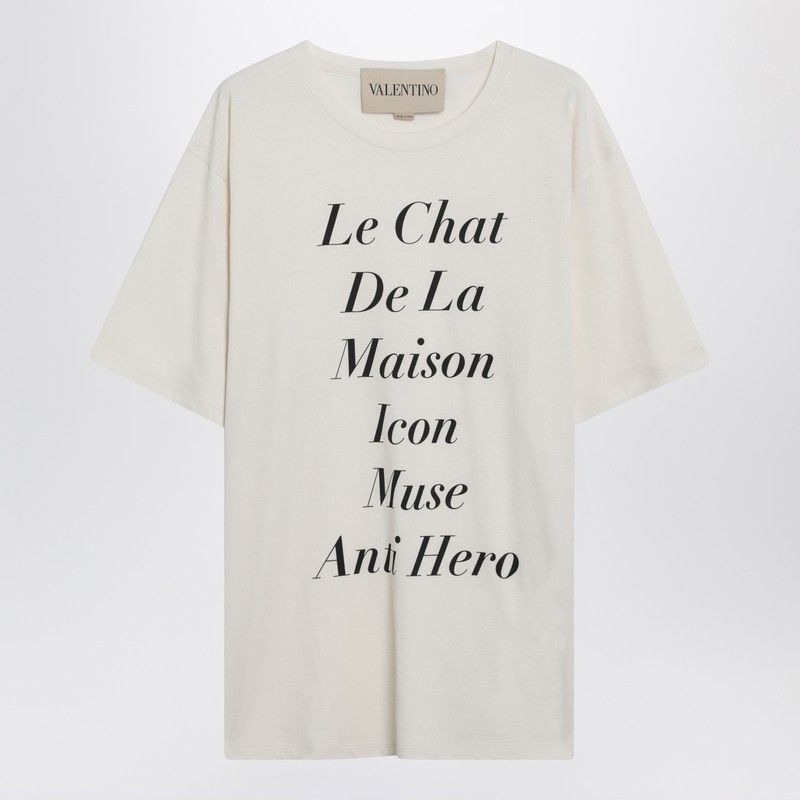 Valentino Valentino Ivory Le Chat De La Maison Icon Muse Anti Hero T-Shirt Size US L / EU 52-54 / 3 - 1 Thumbnail