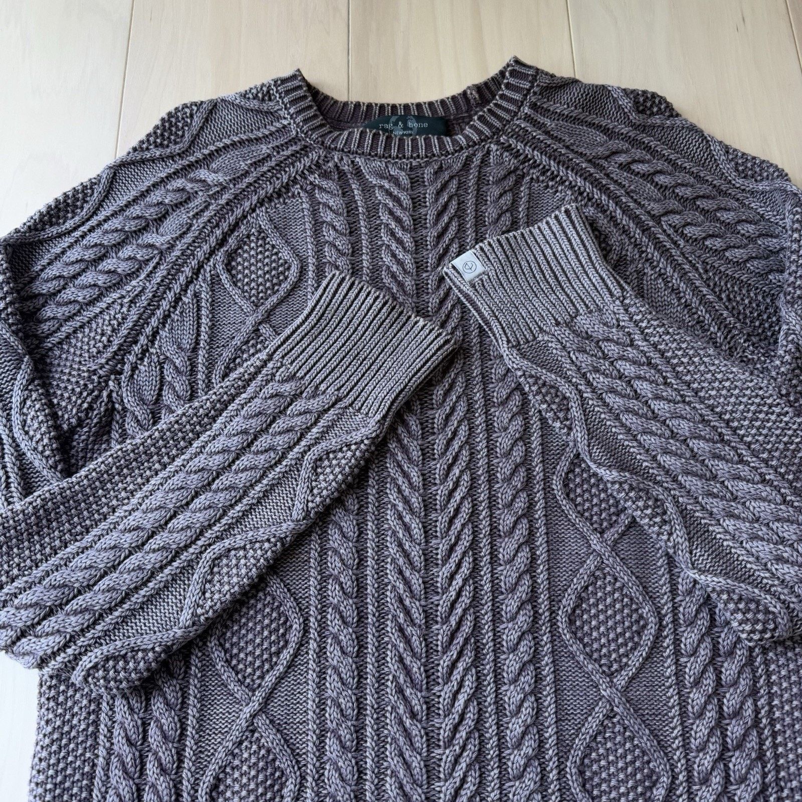 Rag & Bone Rag & Bone Dexter Aran Cable Knit Sweater Small Mauve Size S / US 4 / IT 40 - 4 Thumbnail