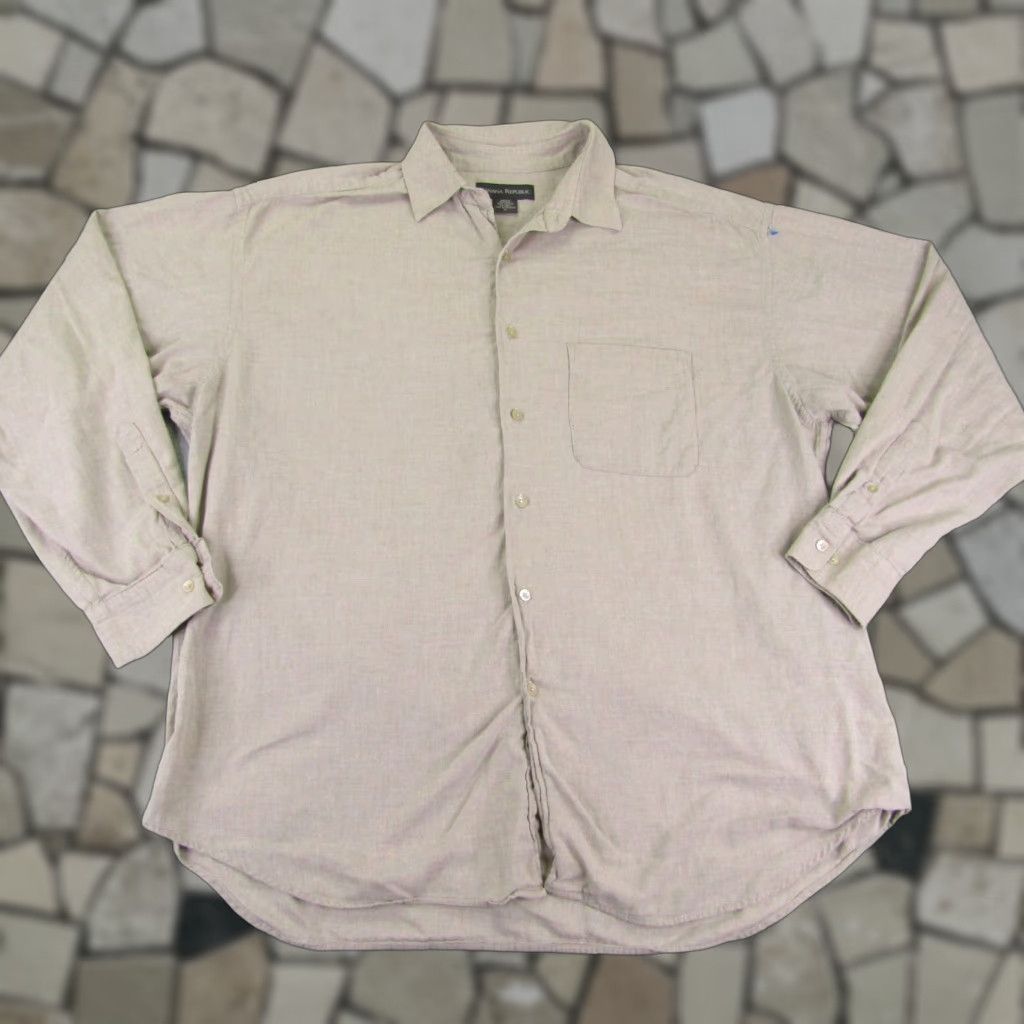 Banana Republic VINTAGE Banana Republic Shirt Mens XL Tan Button Up Flannel Twill Beige Cotton Long Sleeve Collared Pocketed Regular Button-Up Mens Size US XL / EU 56 / 4 - 1 Thumbnail