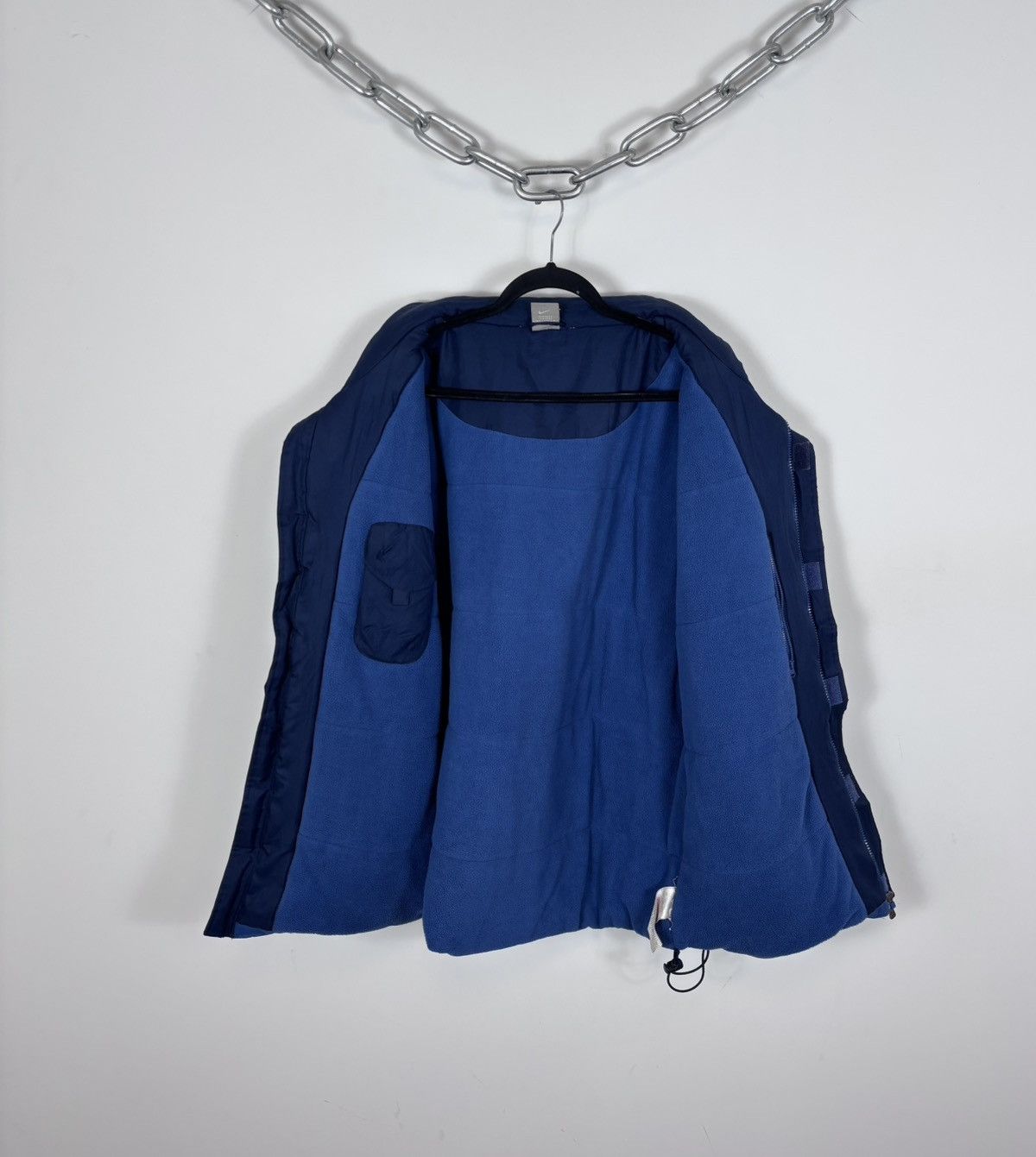 Nike Vintage 2000s Nike Y2K Blue Swoosh Oversized Puffer Jacket Size US L / EU 52-54 / 3 - 3 Thumbnail