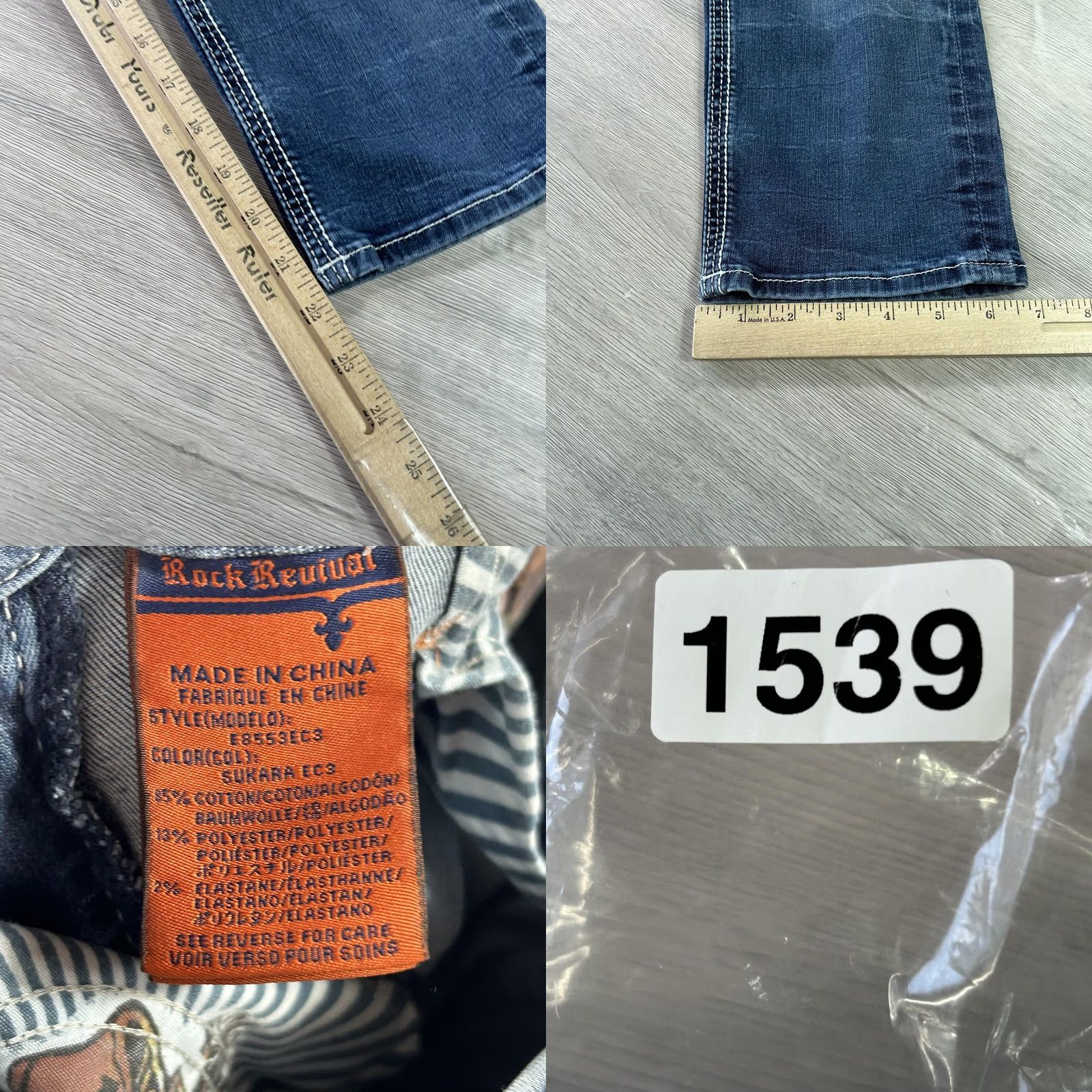 Vintage Rock Revival Jeans Womens 27 Blue Easy Crop Sukara EC3 Distressed Bootcut Denim Jeans Size 27" / US 4 / IT 40 - 9 Thumbnail