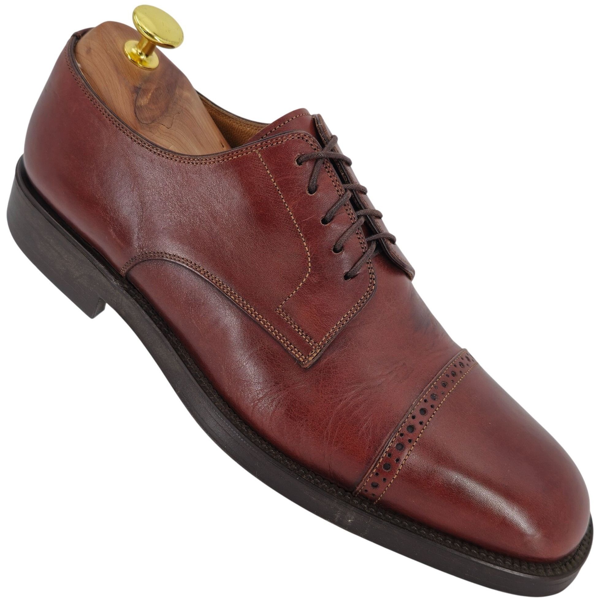 Santoni Santoni Italy Brown Leather Dress Shoes Men 9 Classic Derby Size US 9 / EU 42 - 1 Thumbnail