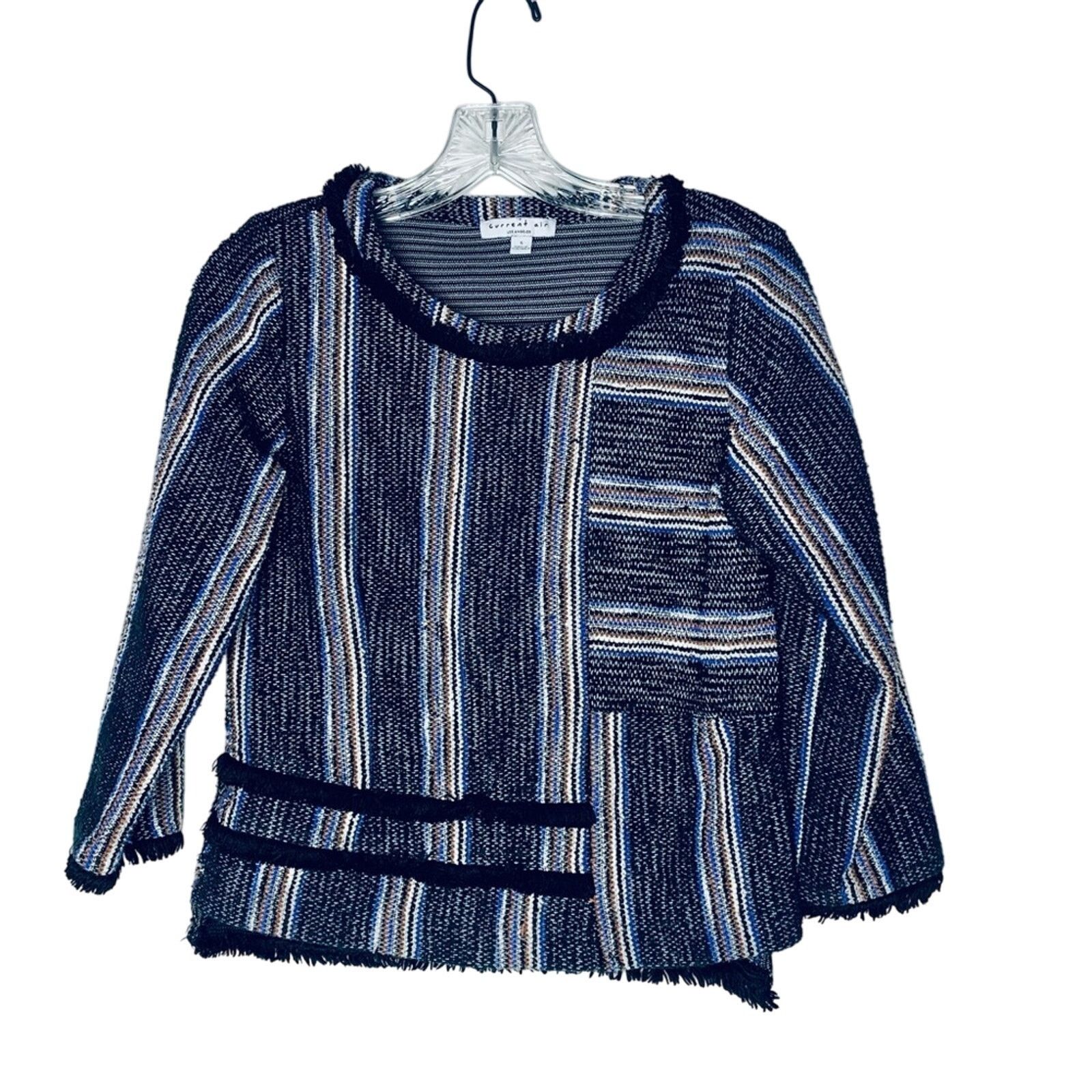 Anthropologie Anthropologie Current Air black striped fringed sweater Size S / US 4 / IT 40 - 1 Thumbnail