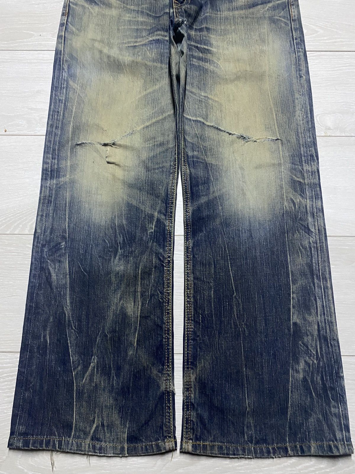 Junya Watanabe Vintage Edwin 503 Blue Trip Thunder Mud Wash Baggy Jeans Size US 36 / EU 52 - 5 Thumbnail