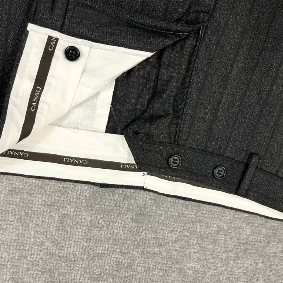 Canali Canali Dress Pants Mens 36x31 Gray Pleated Straight Wool Trousers Size US 36 / EU 52 - 6 Thumbnail