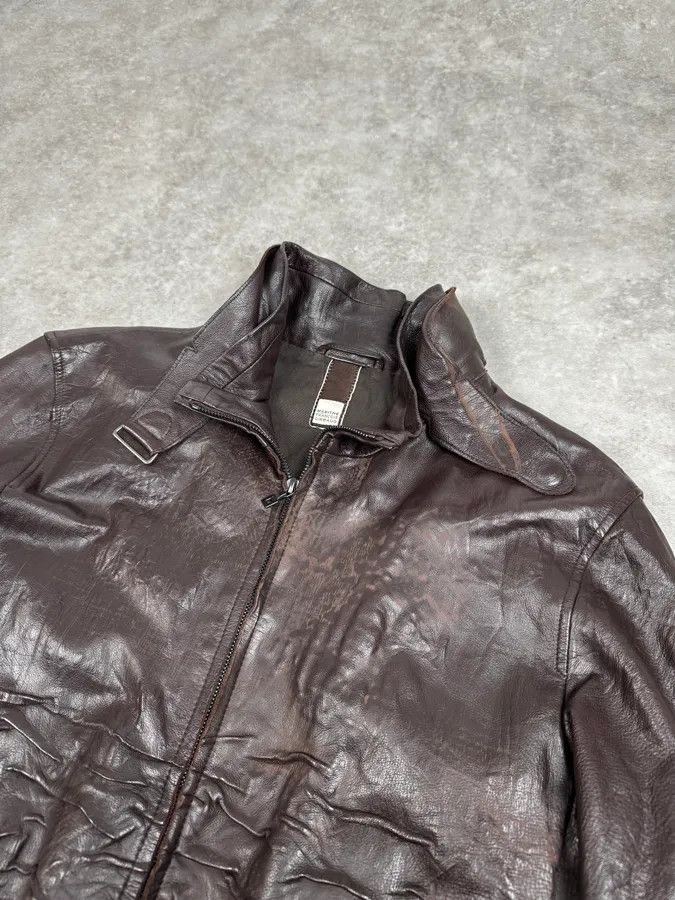 Marithe + Francois Girbaud FW2002 Marithé + François Girbaud Brown Plissed Leather Jacket Size US M / EU 48-50 / 2 - 4 Thumbnail