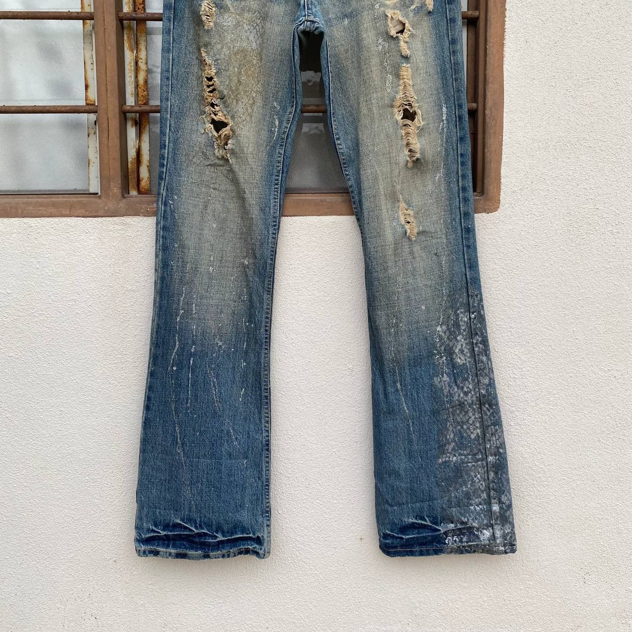 Japanese Brand ARCHIVE FLARE Midas Japan "Gimmick" Distressed Cyber Punk Size US 29 - 2 Thumbnail