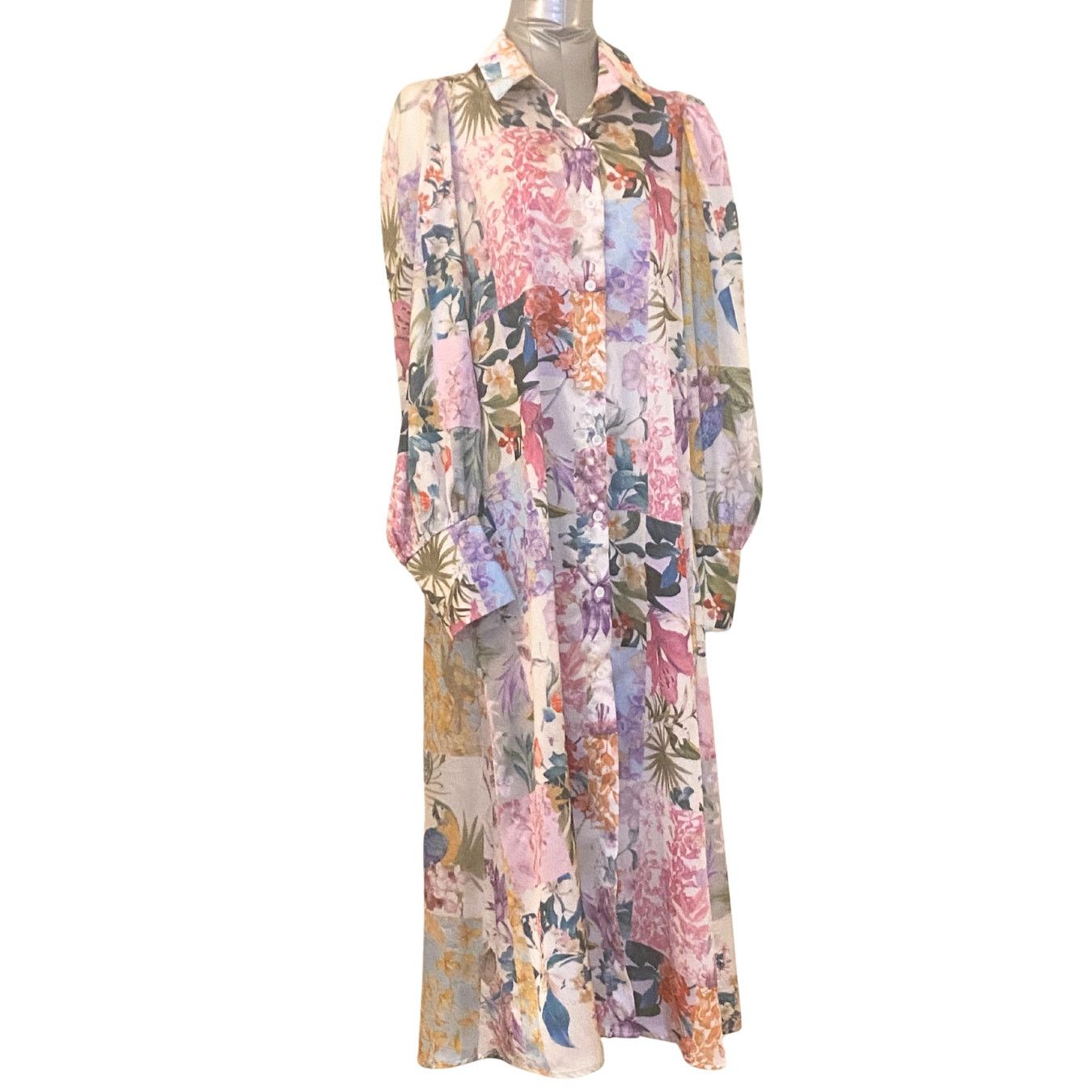 Other Floral Patchwork Button-Up Shirt Dress Size L / US 10 / IT 46 - 4 Thumbnail