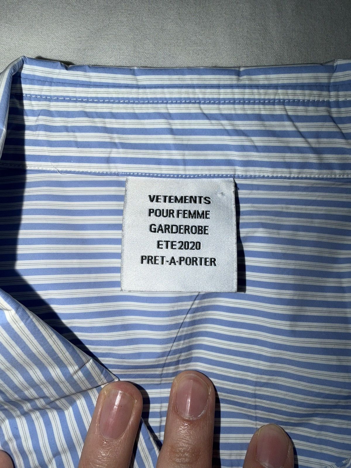 Vetements Vetements Pinstripe Plastic Shirt Size US XS / EU 42 / 0 - 6 Thumbnail