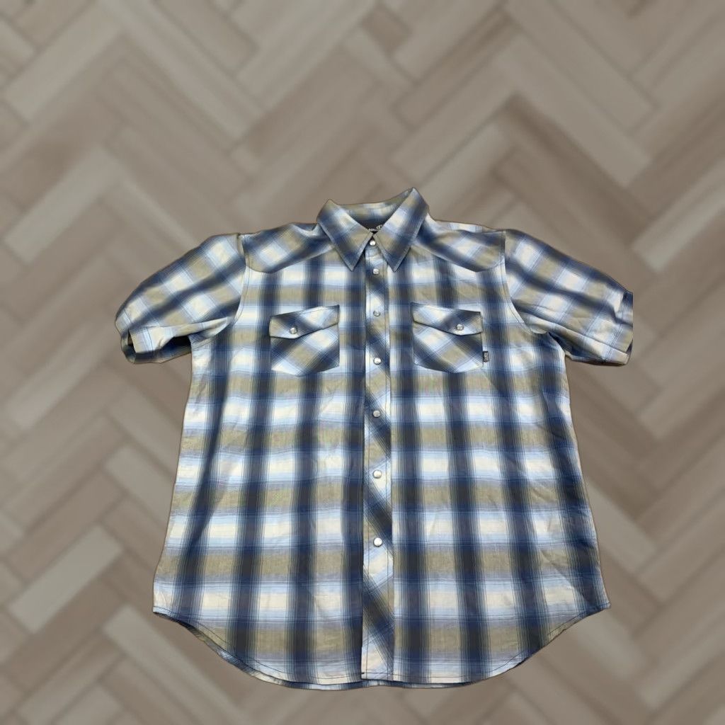 Vintage VINTAGE Counter Culture Shirt Men L Blue Plaid Button-Up Short Sleeve Western Y2K 12792 Size US L / EU 52-54 / 3 - 1 Thumbnail