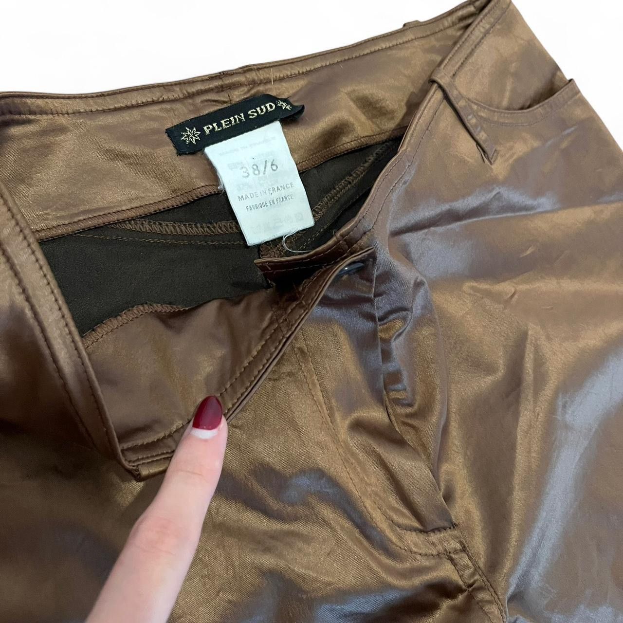 plein sud Vintage Plein Sud Y2K mid-rise brown shiny satin trousers Size 27" / US 4 / IT 40 - 2 Thumbnail