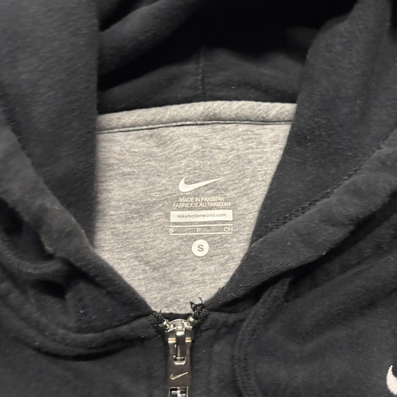Nike × Vintage Crazy Vintage Y2K/2000s Black Nike Swoosh Zip Up Hoodie! Size S / US 4 / IT 40 - 6 Thumbnail