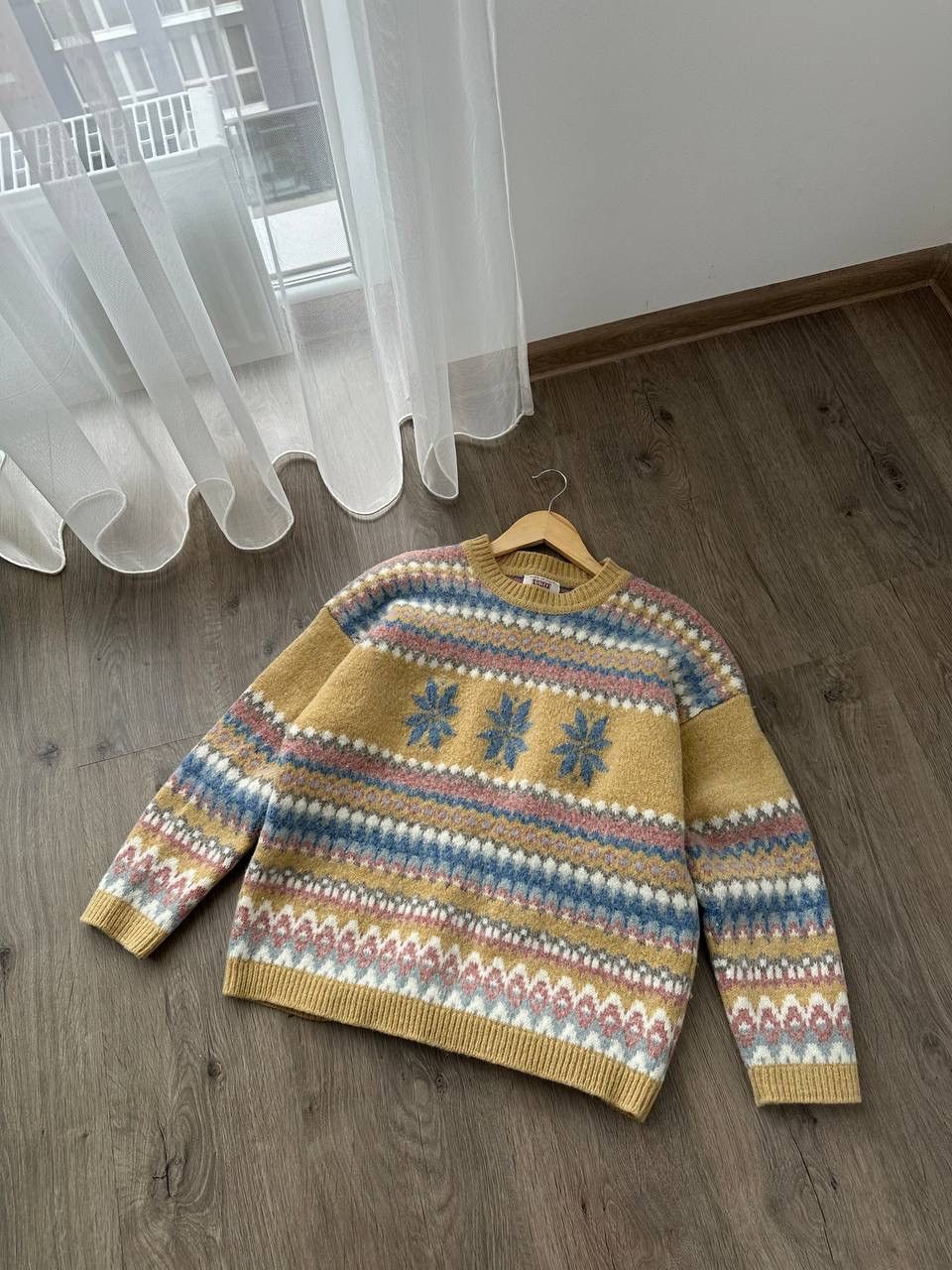 Other UK × Vintage Vintage Sisley Pure Mohair Wool Warm Yellow Sweater Size US M / EU 48-50 / 2 - 3 Thumbnail