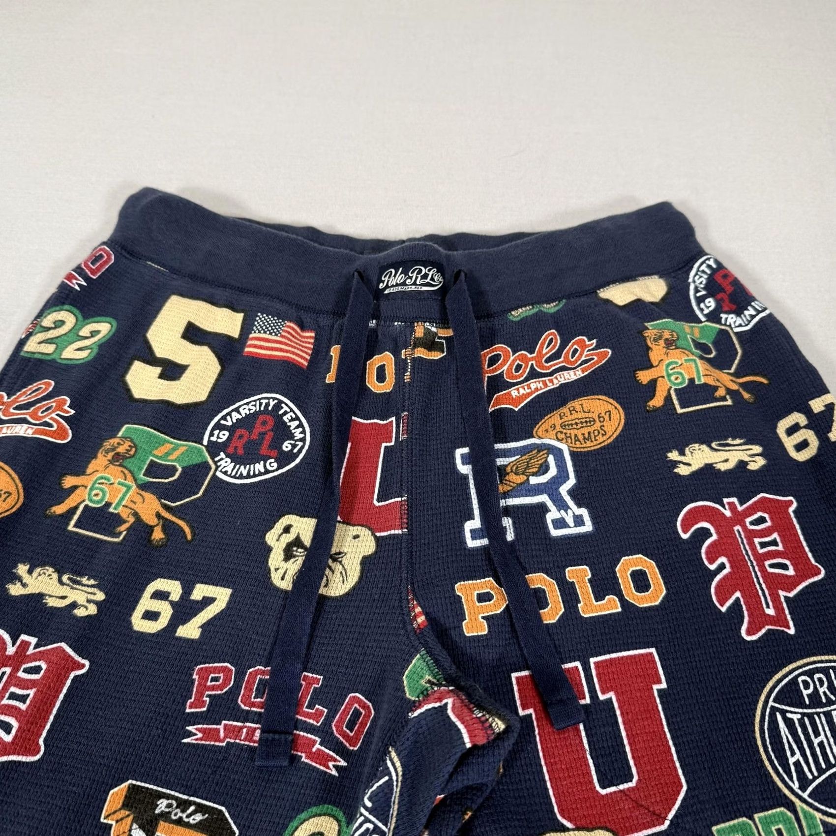 Polo Ralph Lauren Polo Ralph Lauren Pajama Pants Mens M Blue Waffle Knit Logo Collegiate Sports Print Jogger Cuffed Hem Knit Sleepwear Bottoms Size US M / EU 48-50 / 2 - 3 Thumbnail